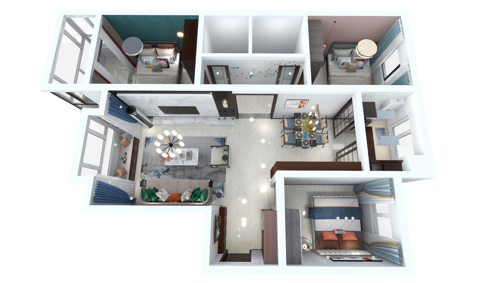 方度-北新家园三居-新中式风格-装修设计方案