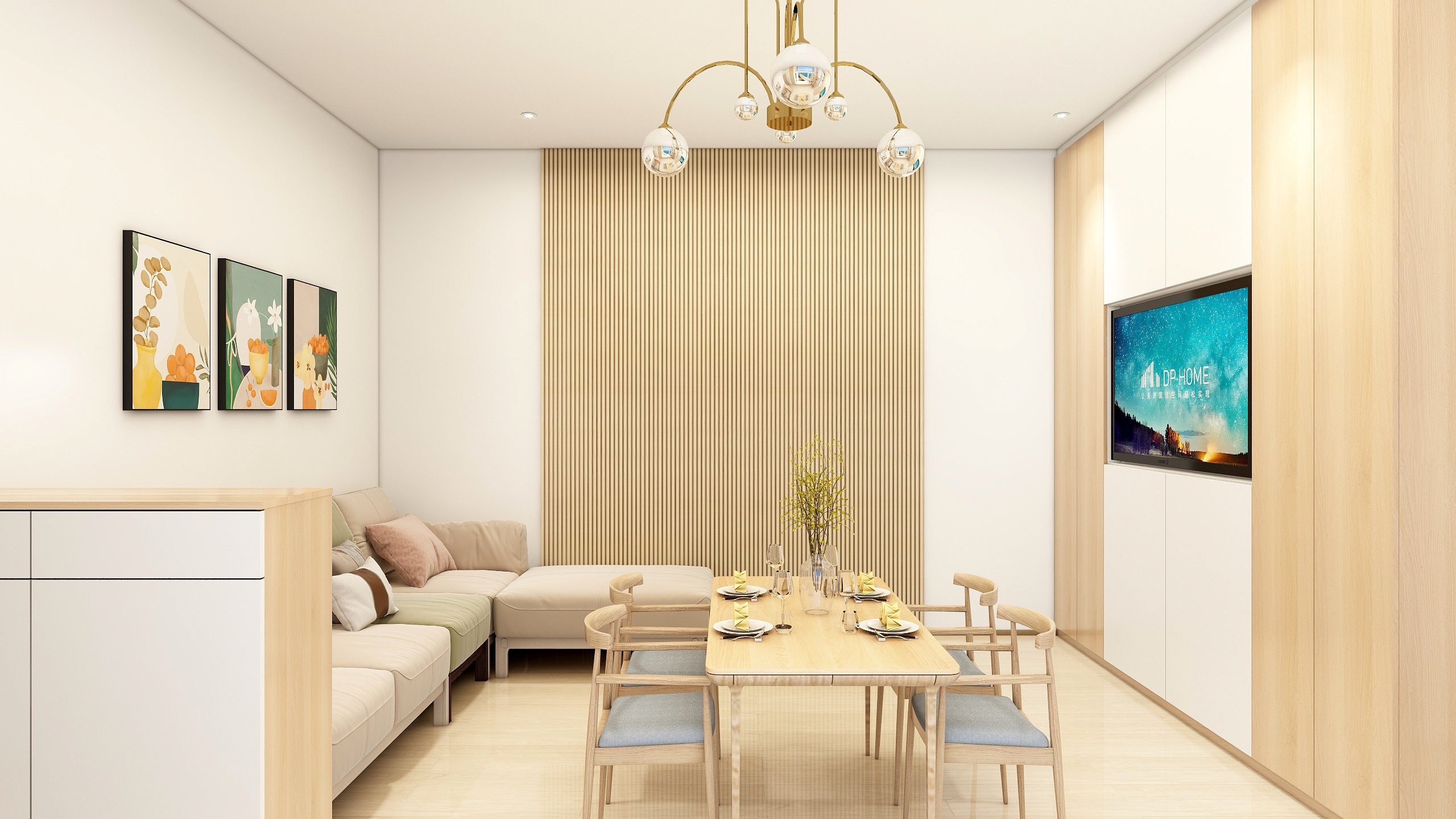 Ani..-HK60平2房1厅原木简约风格装修效果图