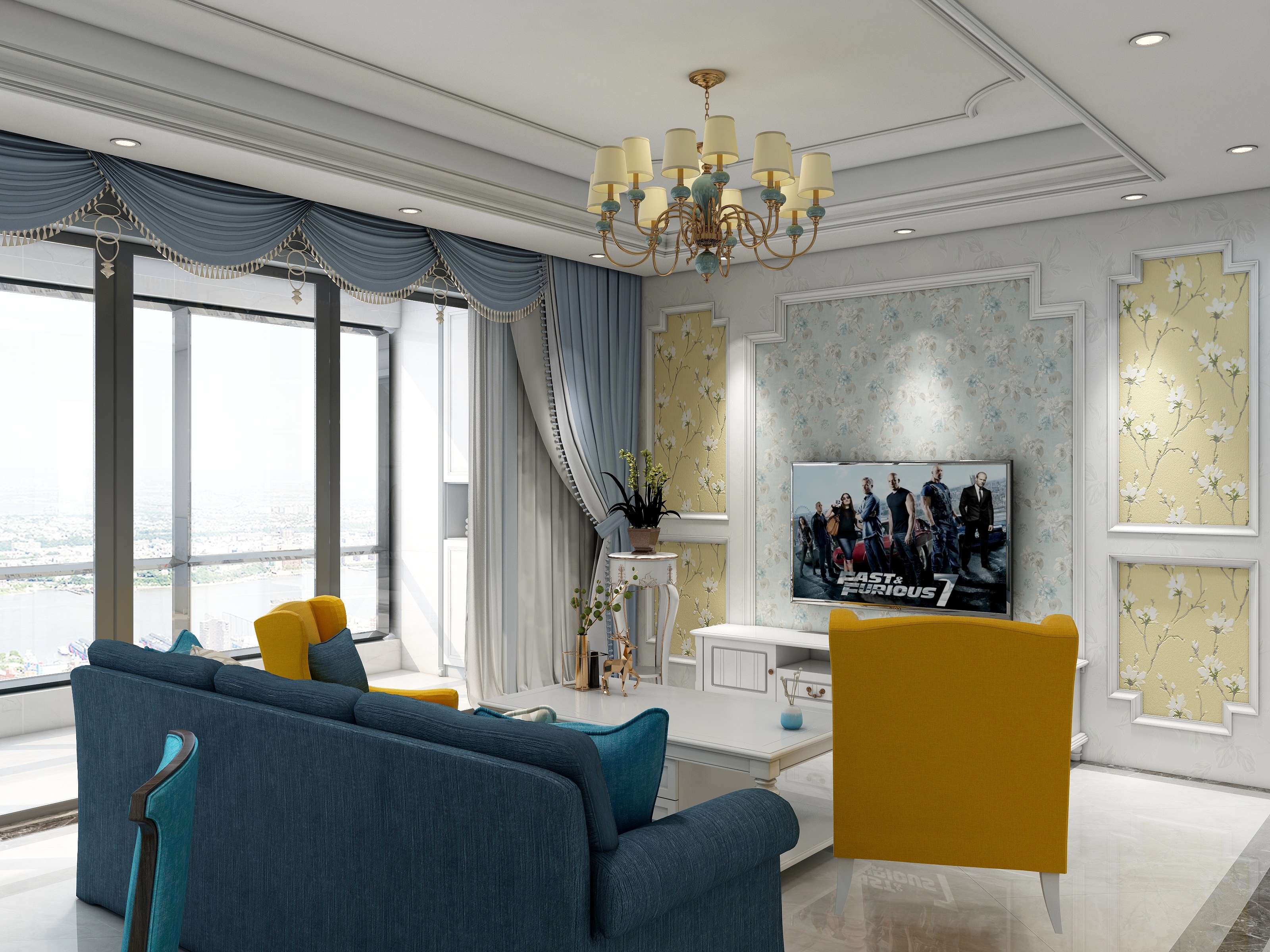 高山流水大地飞歌-美式三居-装修设计方案