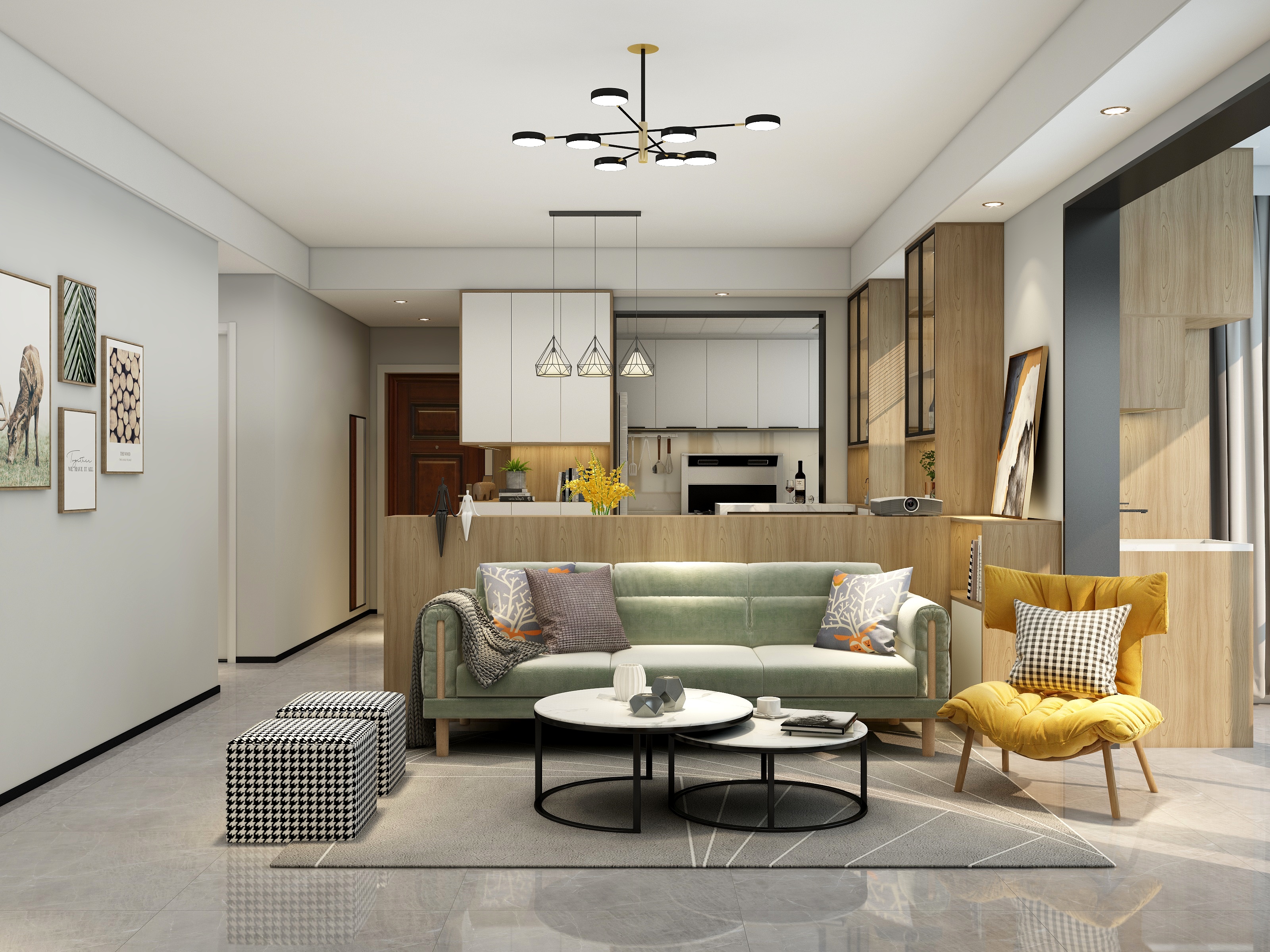 李立猛-北欧三居设计装修效果图