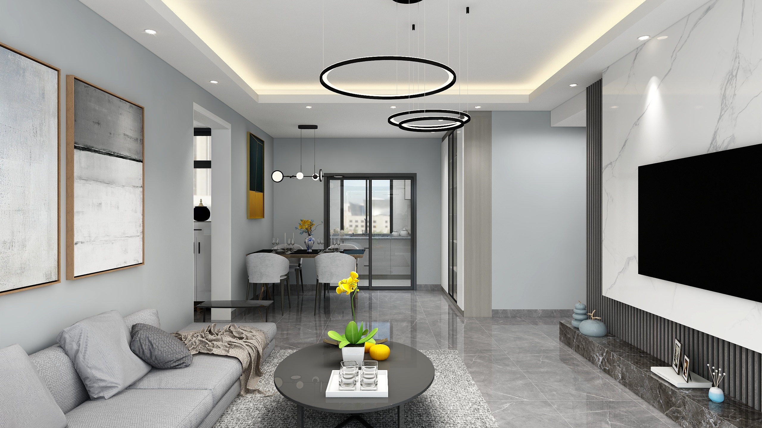 阿鲁鲁-现代黑白灰-装修设计方案