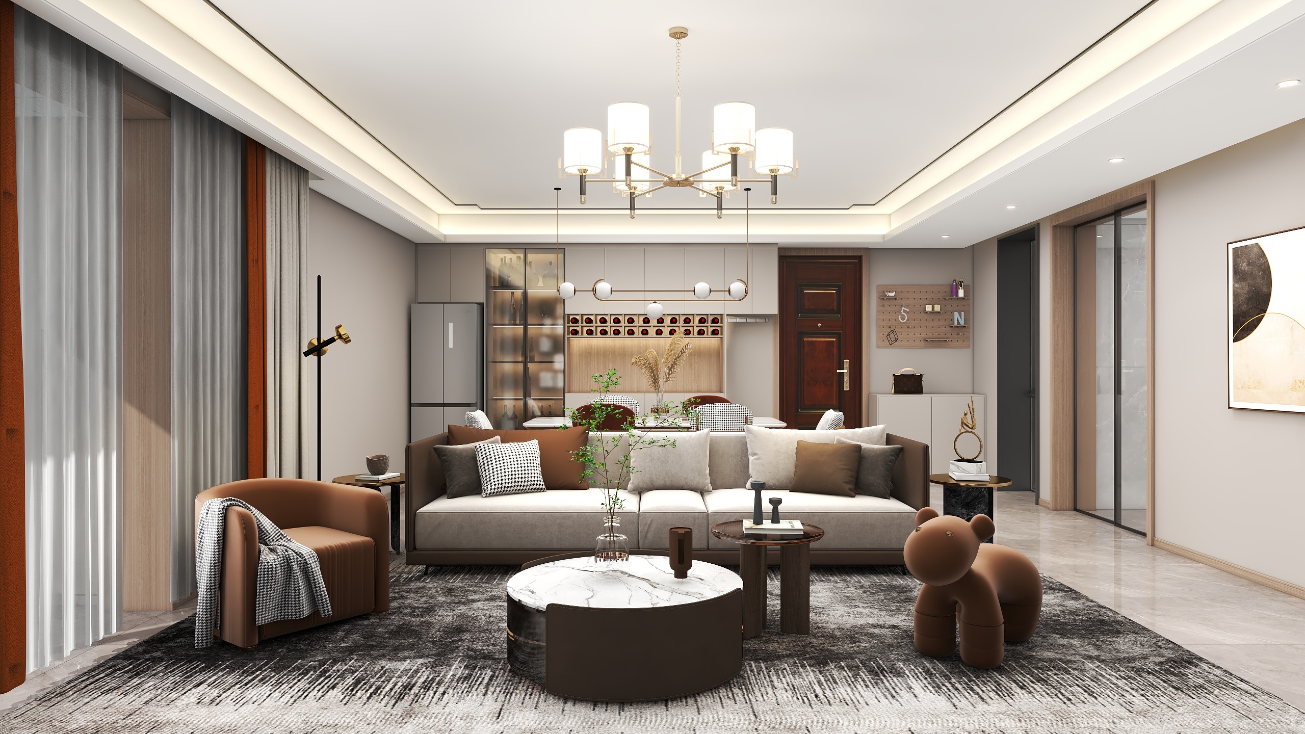 至简名设一钱春-120平现代轻奢三居室【春】装修效果图