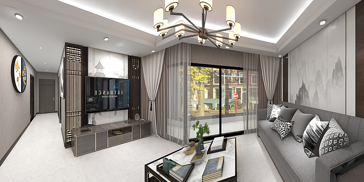 空间设计201-阳光粤港三期三房100平新中式-装修设计方案