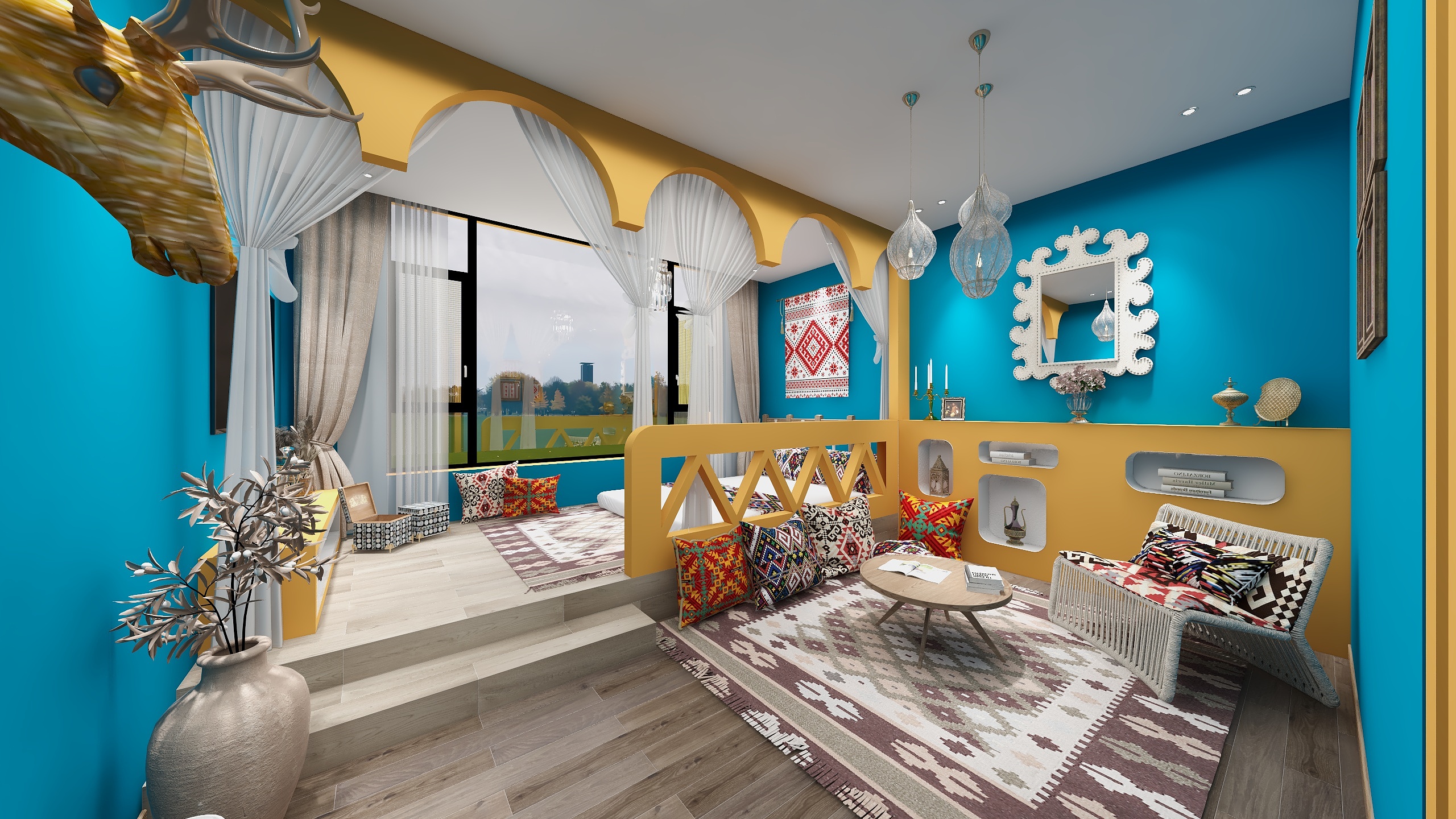 金钻全案设计-玉隼·山庄民宿平层3解忧公主主题房库尔德宁镇-装修设计方案