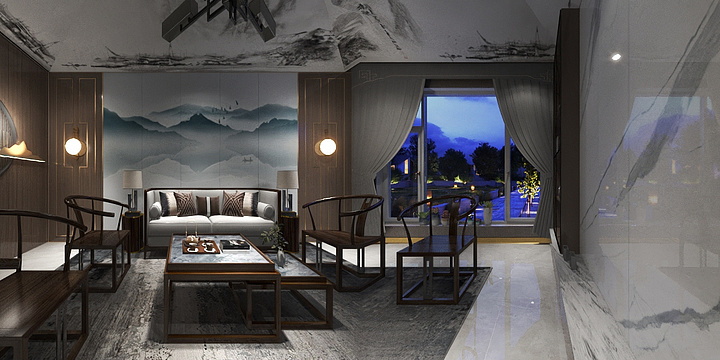 宁陕嘉韵装饰装修幺哥-会客厅-装修设计方案