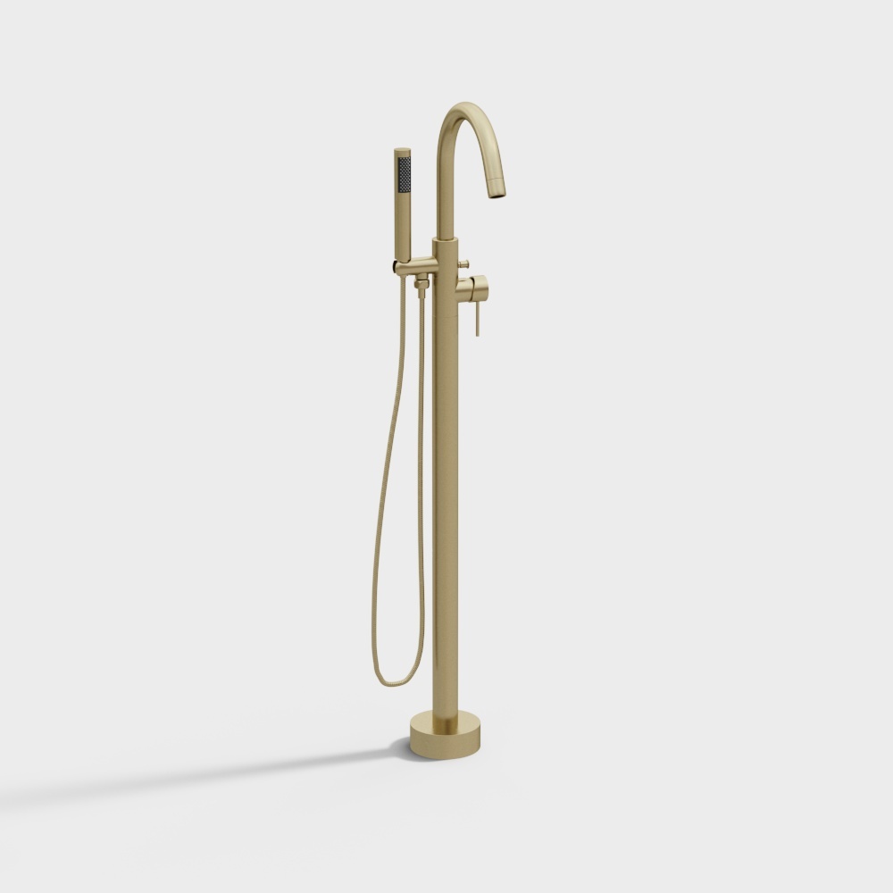 Brewst Freestanding Single Handle Tub Filler Faucet with Handshower Brass Brushed Gold