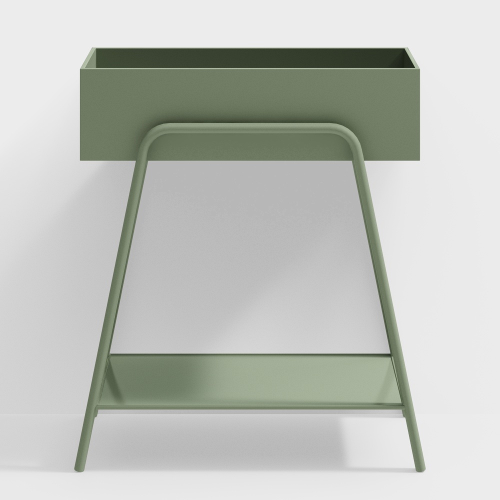 Green Rectangular 2-Tier Plant Stand Indoors Display Shelf Storage Shelving Metal