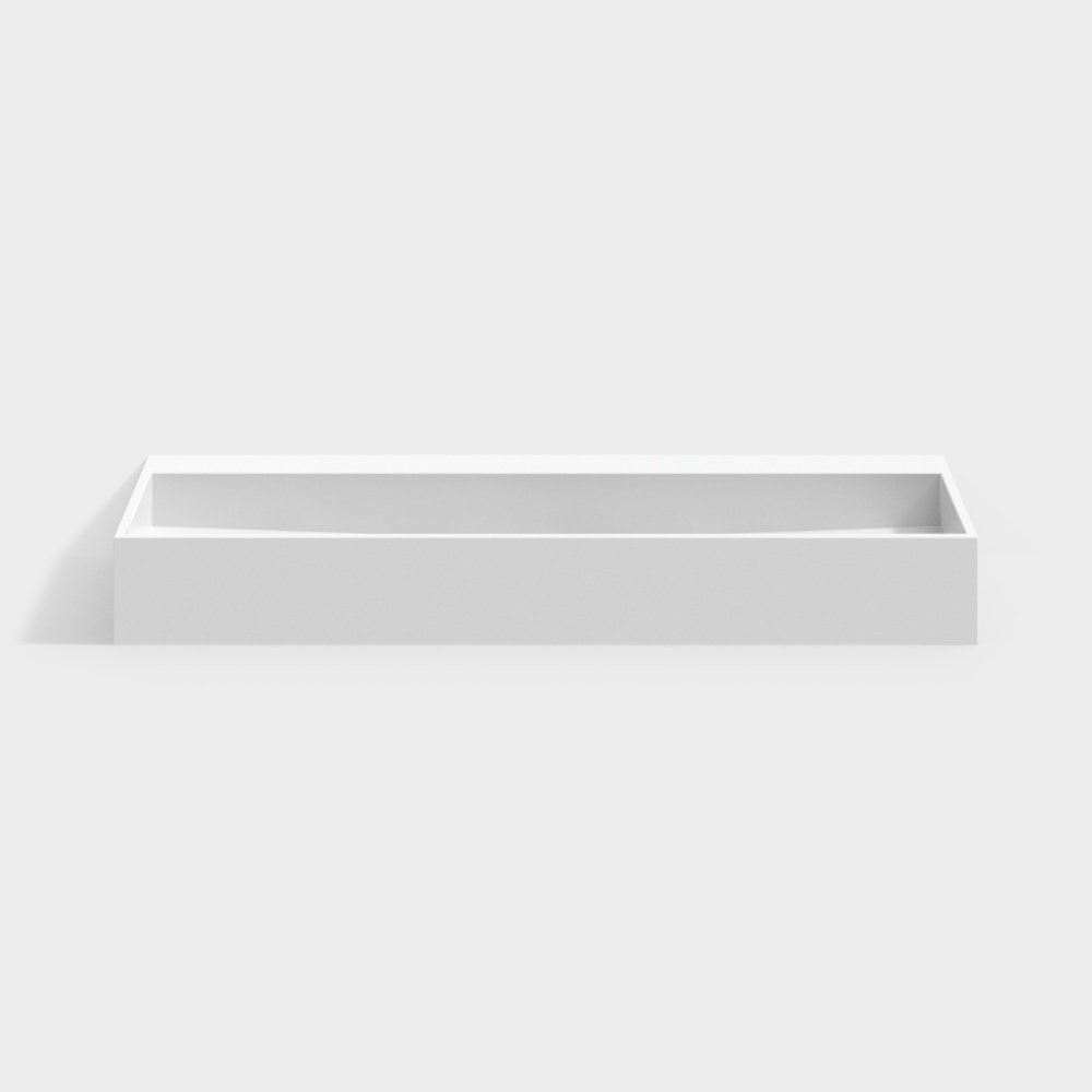 47 Inch Wall-Mount Double Sink Stone Resin Matte White Floating Trough Bathroom Sink