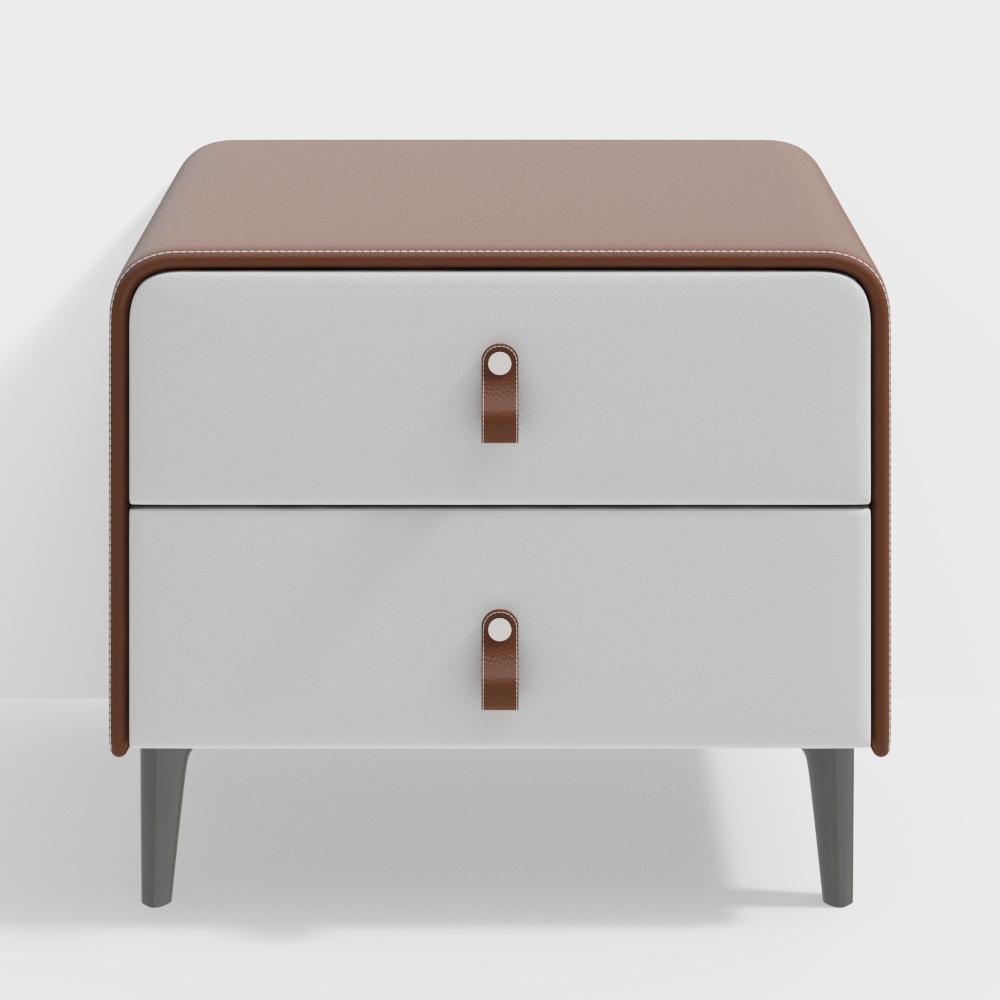 Modern Nightstand End Side Accent Table with 2 Drawers Nightstand