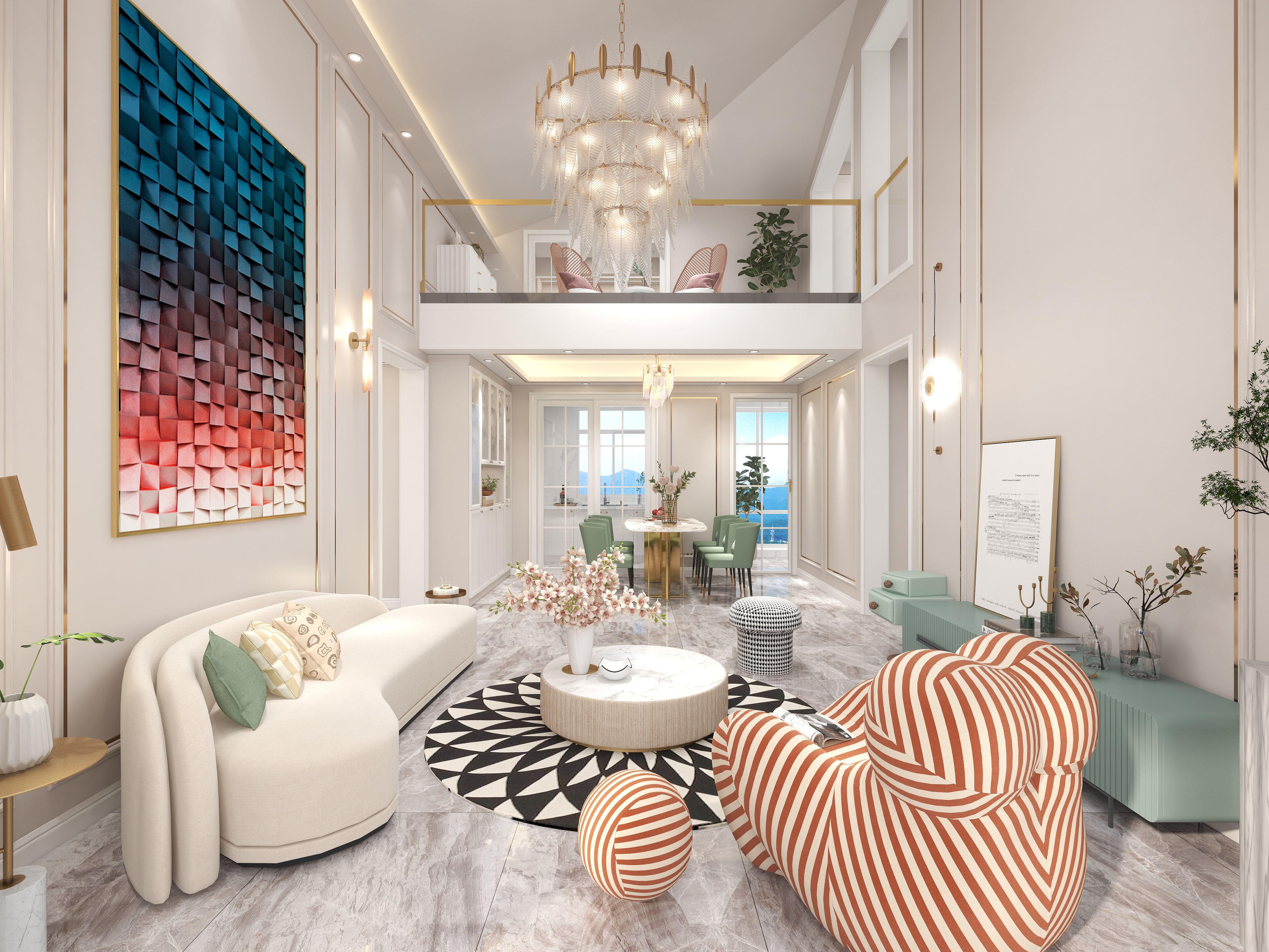 陈辉-154平方顶层复式现代轻奢4居装修效果图