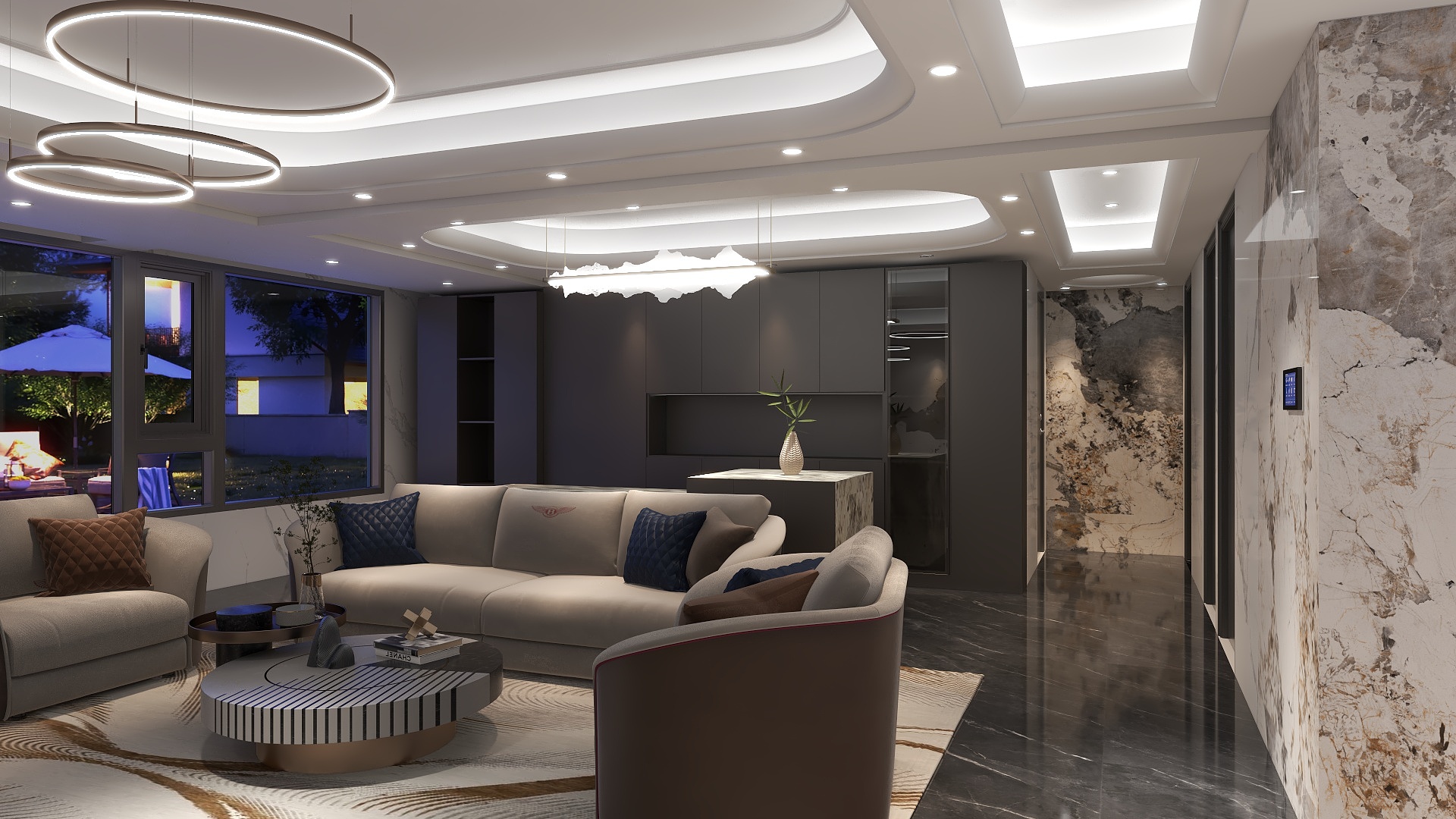 嘘嘘xx-现代轻奢横厅设计装修效果图