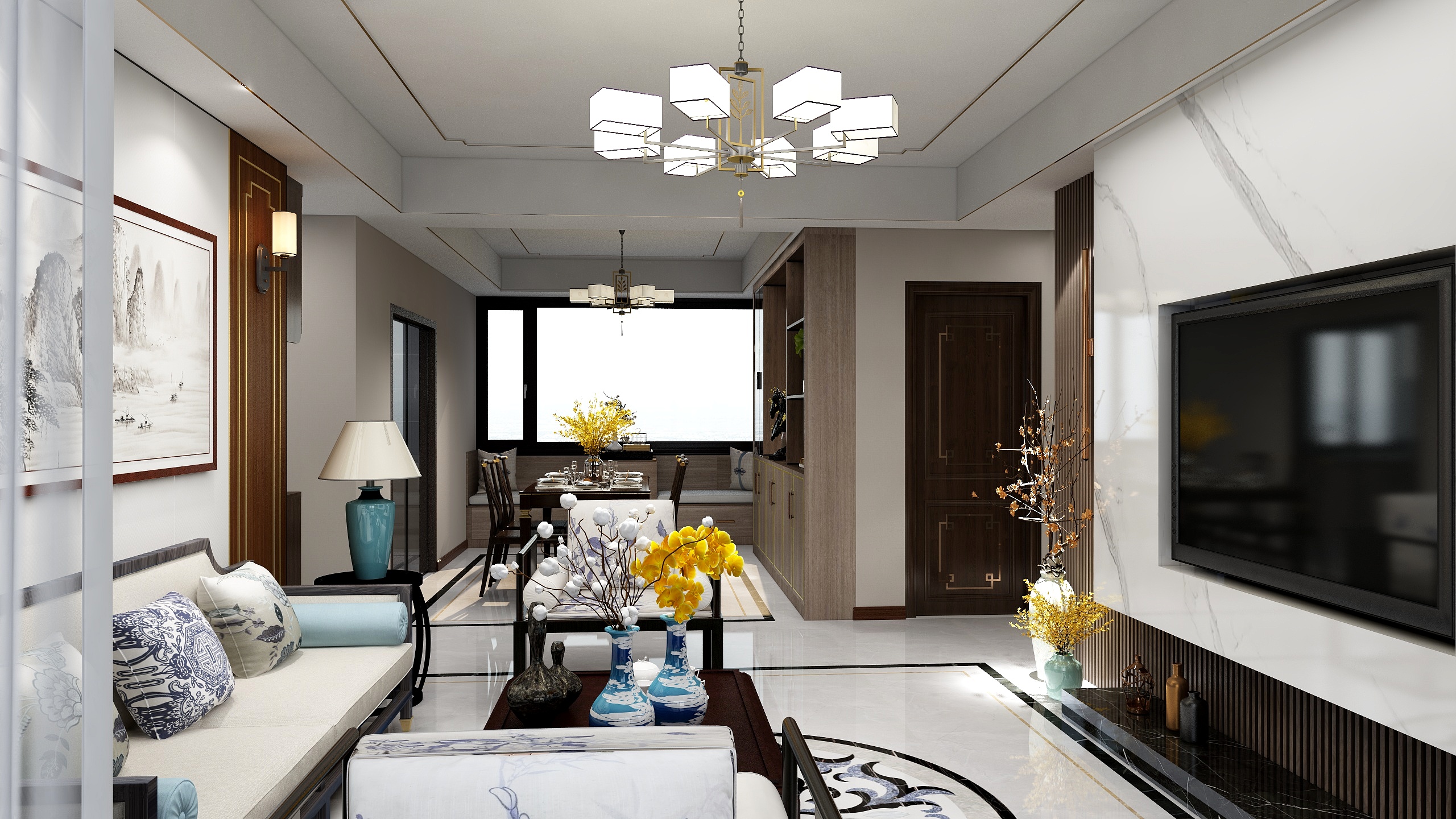 西安全屋定制中心-华泰世纪花苑新中式装修效果图