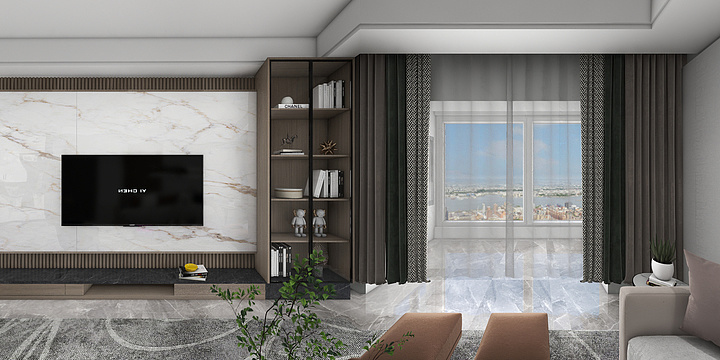 武汉全案设计陈-当代云谷现代客餐厅-装修设计方案