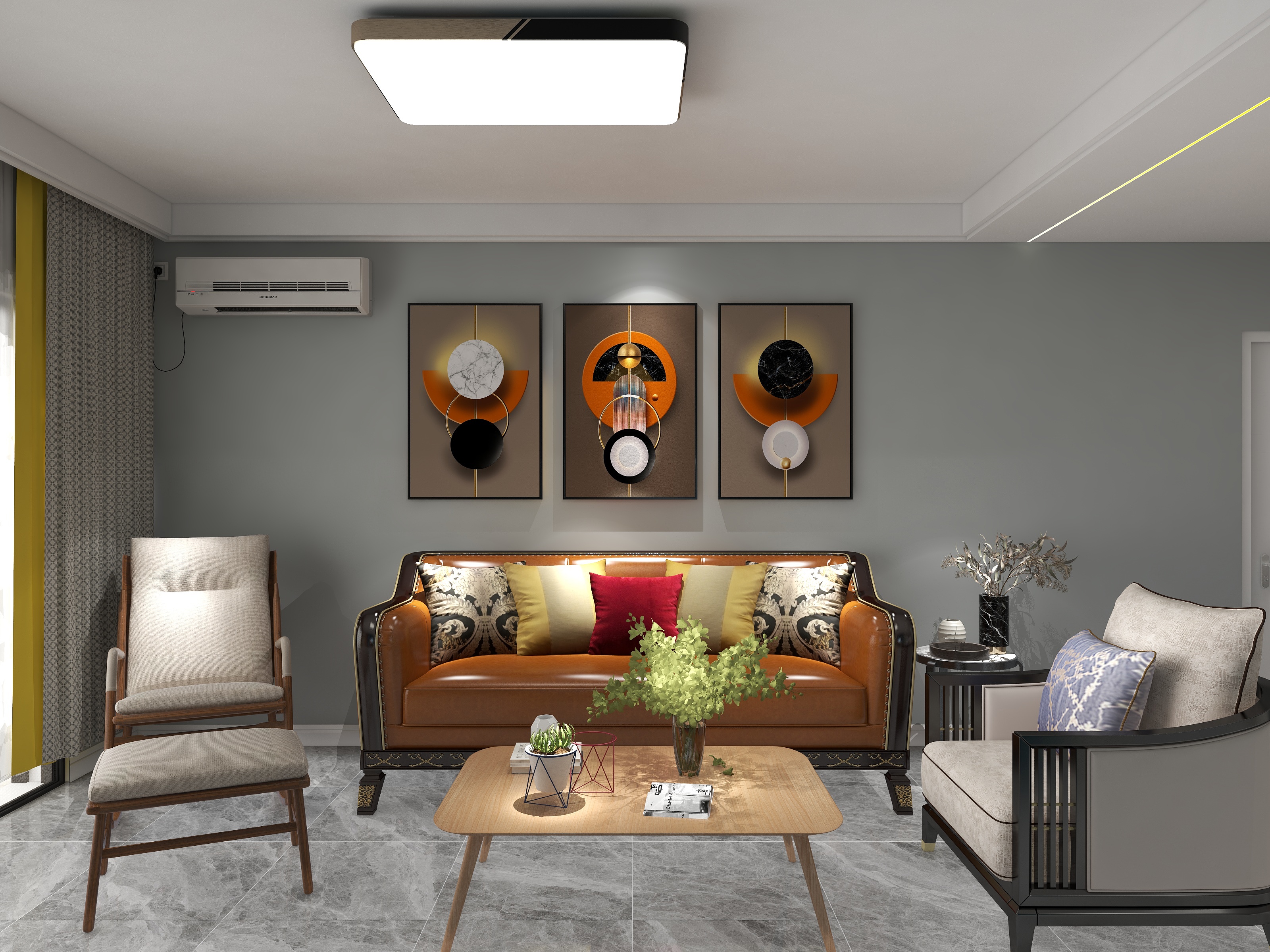 高_-两房新中式装修效果图