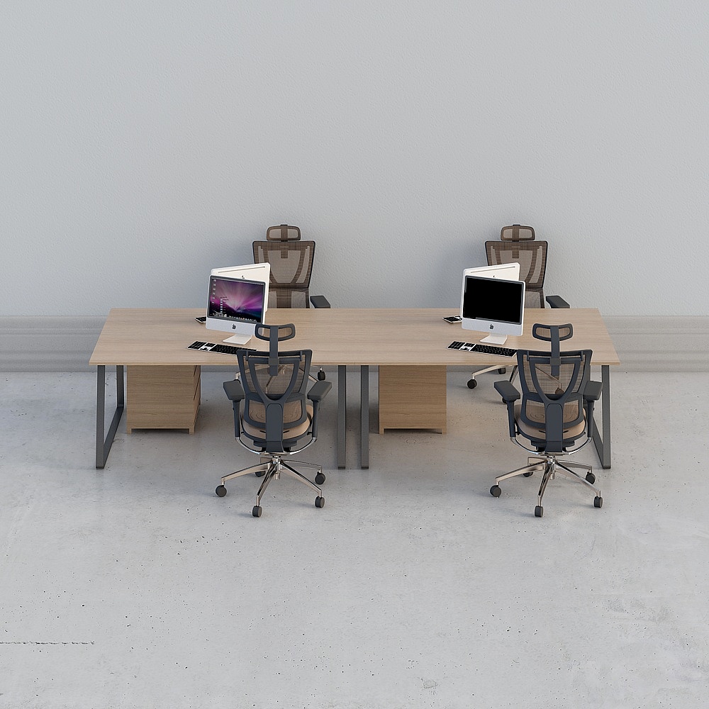 现代简约办公区-组合工作桌3D模型