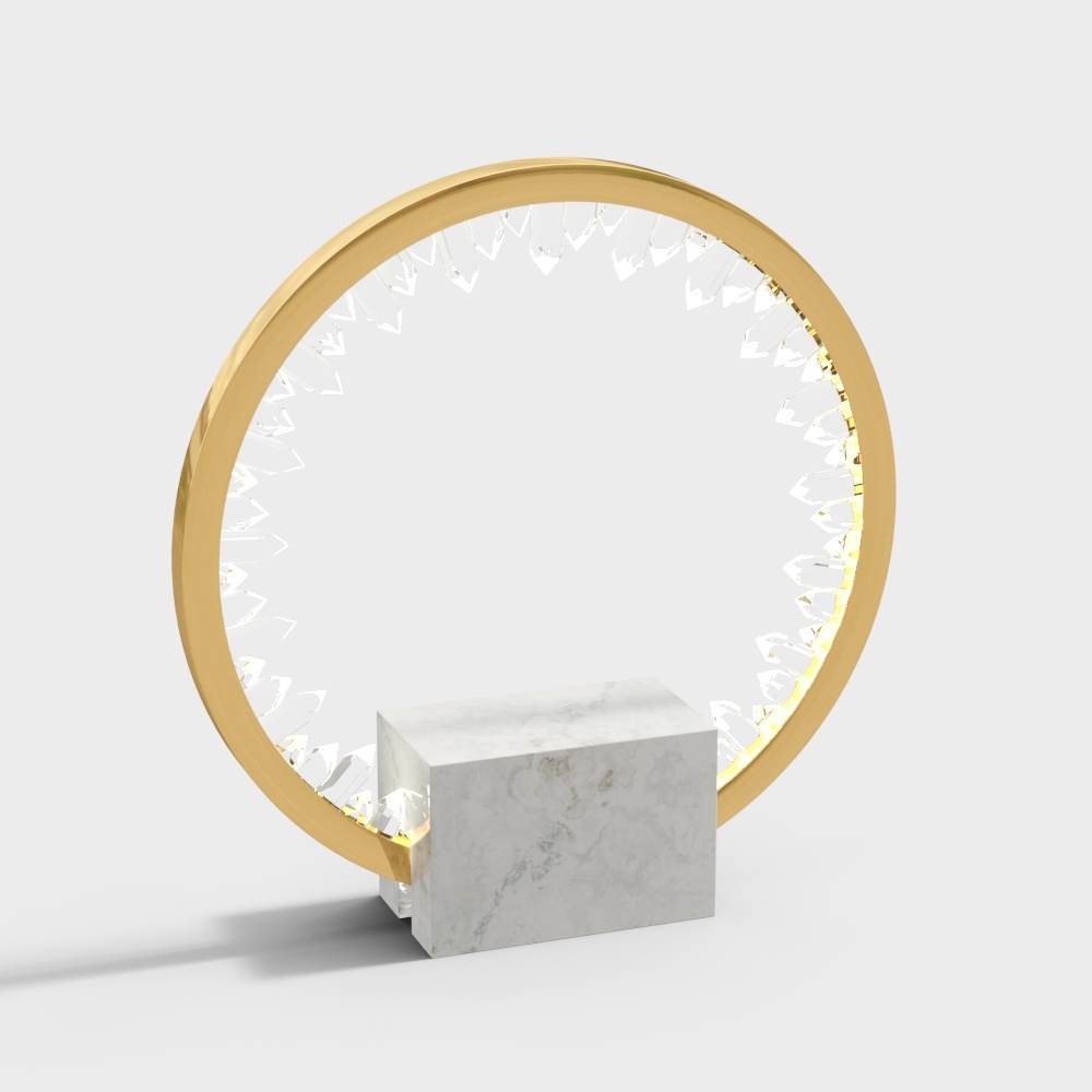 Postmodern Circle Crystal Table Lamp in Gold with Built-in LED