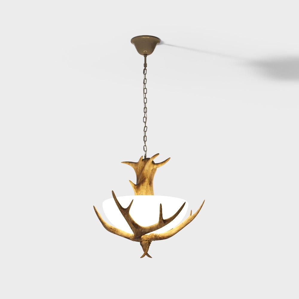 Faux Antler 3 Lights Foyer Pendant Light with Frosted Glass Bowl Shade