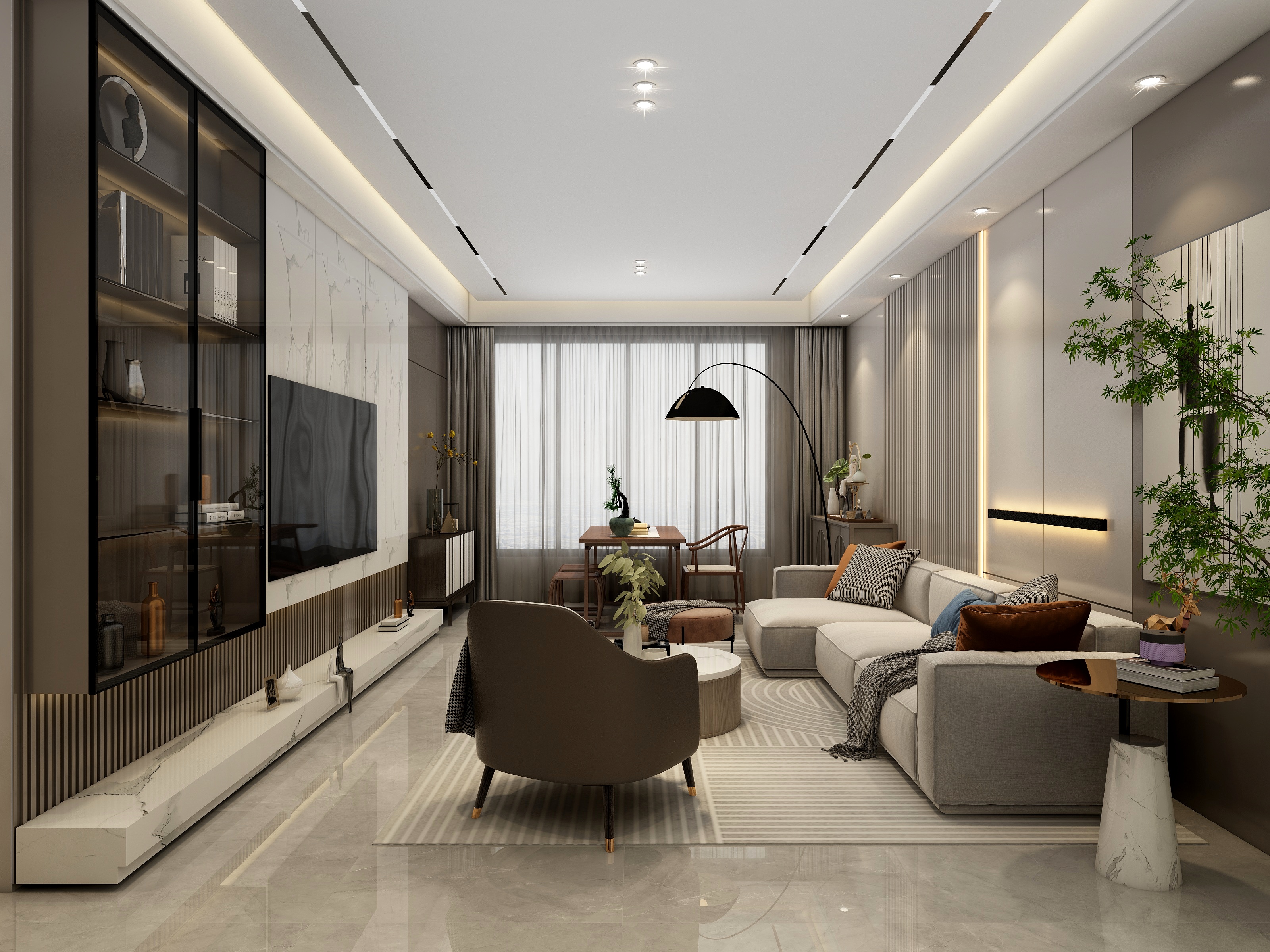 吴爽-106平米现代简约两房设计装修效果图