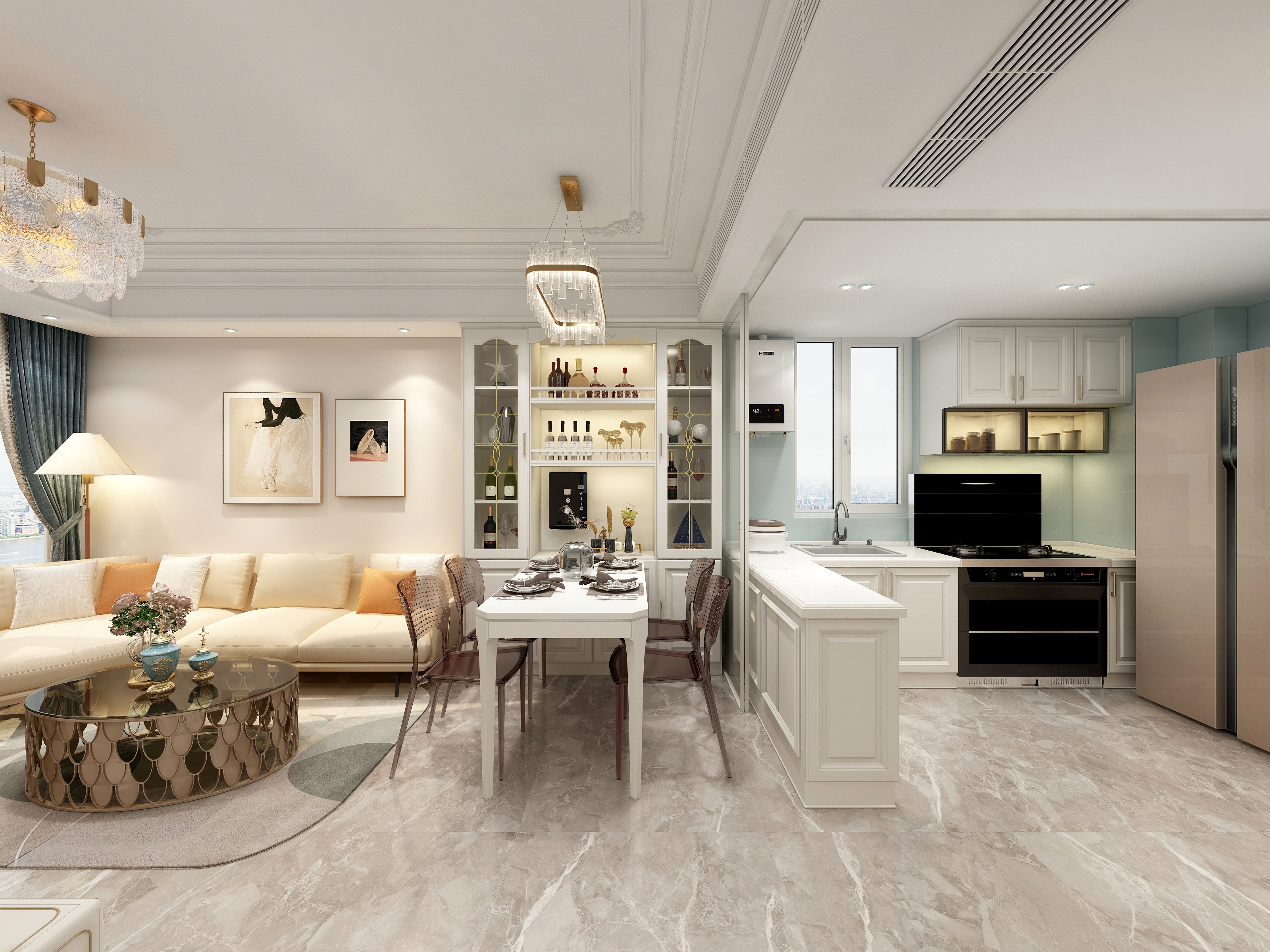 杨华-55平公寓两房简欧装修效果图