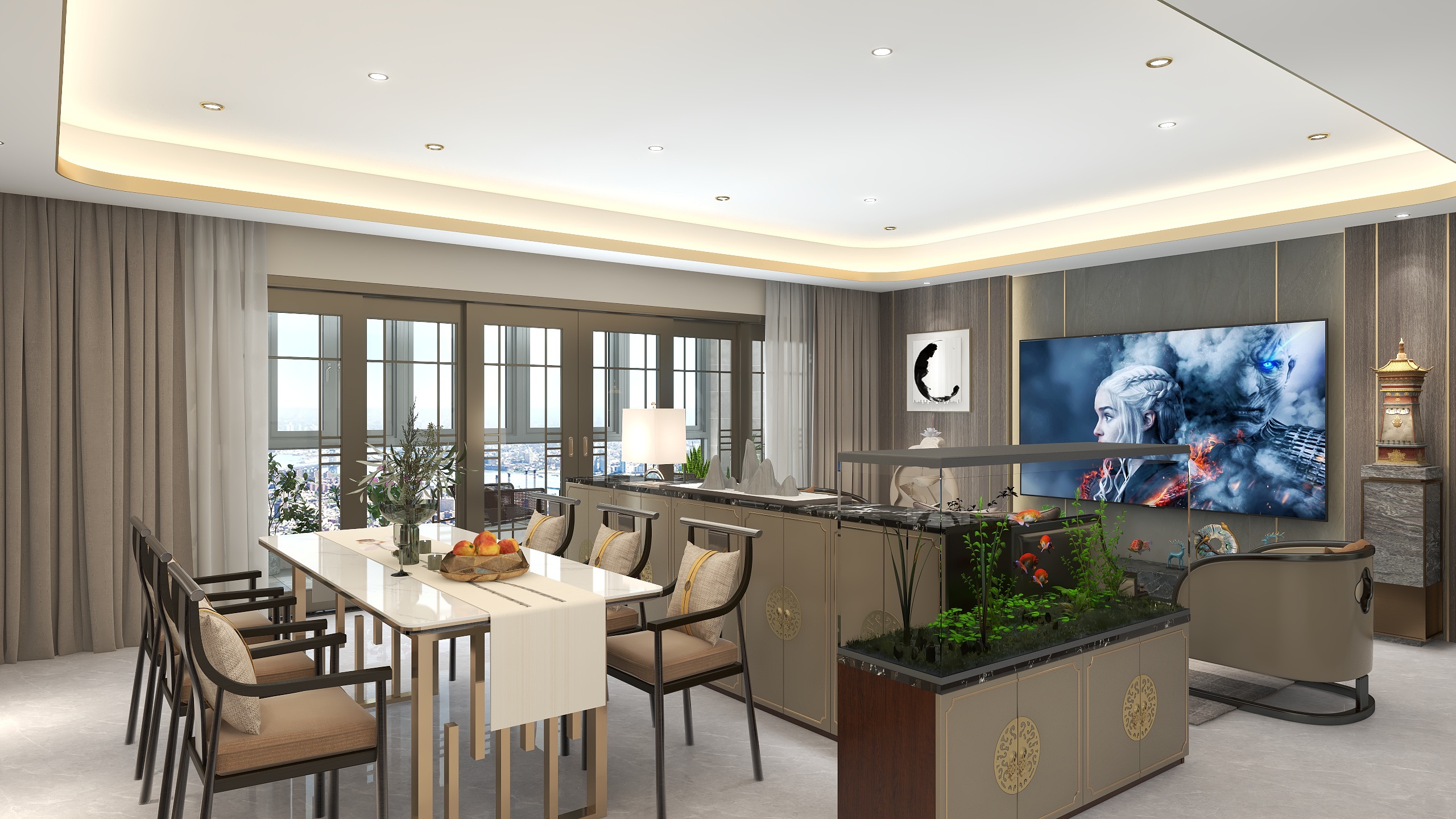 性价比是最重要的-轻奢新中式-安顺世通150平方新中式装修效果图