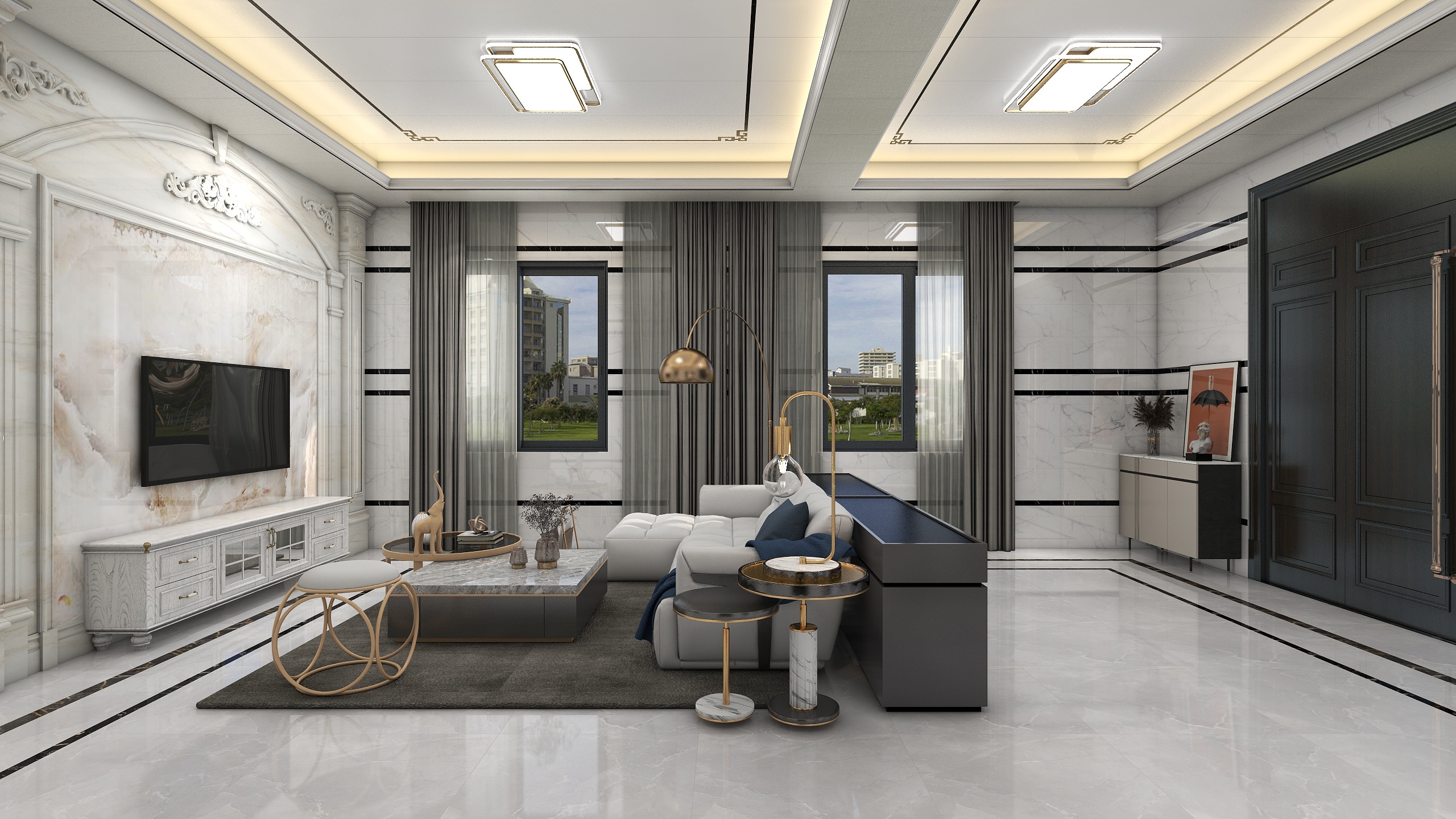 李青越-新中式复式装修效果图