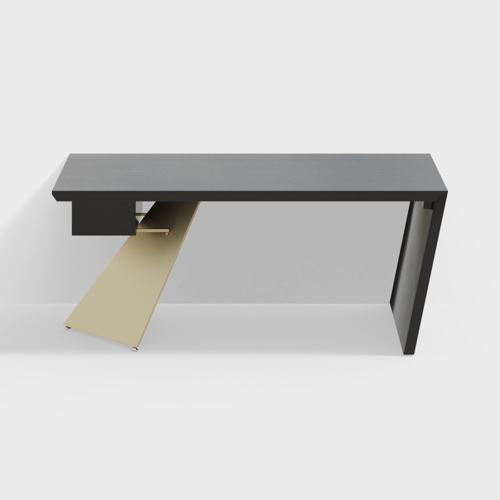 Cabstract 1800mm Modern White Executive Writing Desk in Gold Finish Abstract Design 