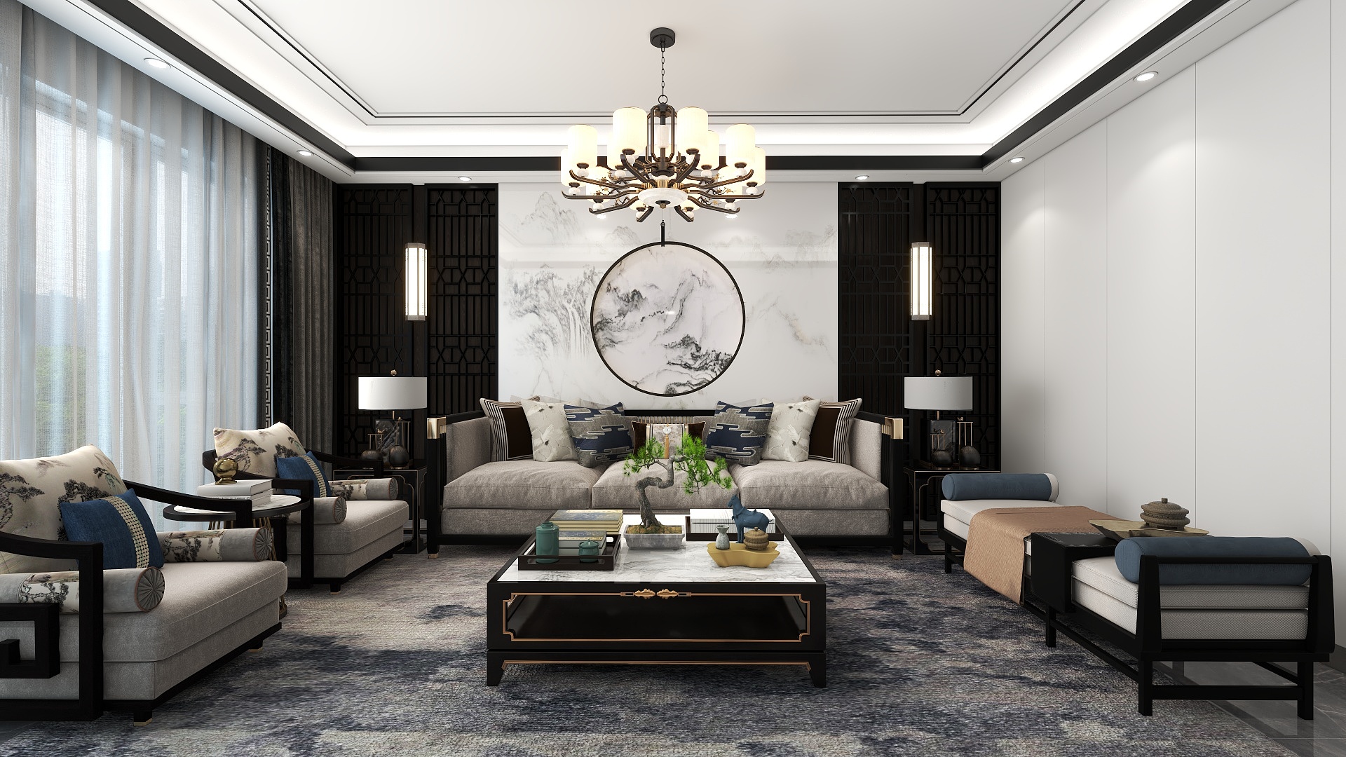 张xw-中式客厅-装修设计方案