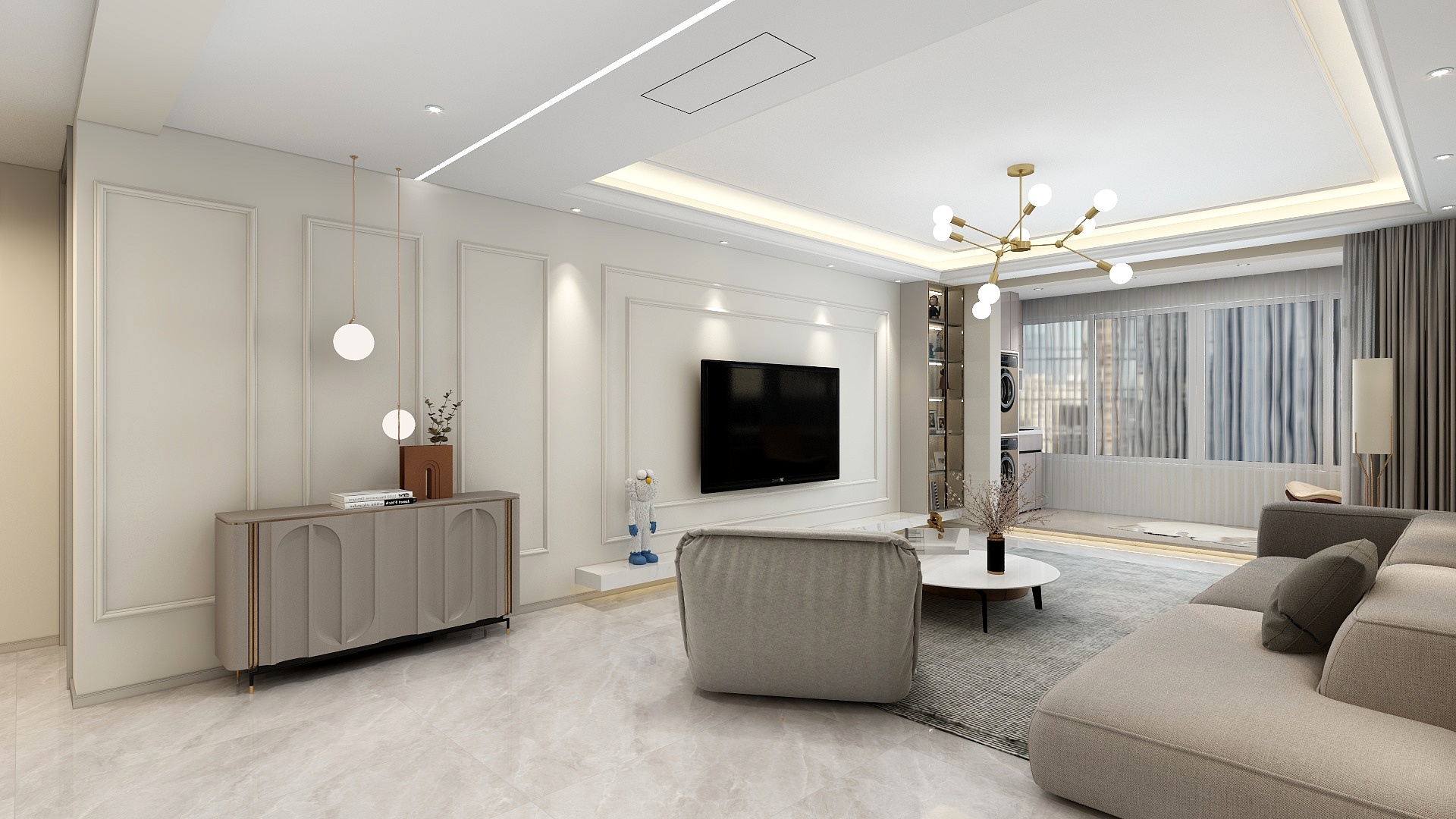 景国瑞-天府-135-奶油风-装修设计方案