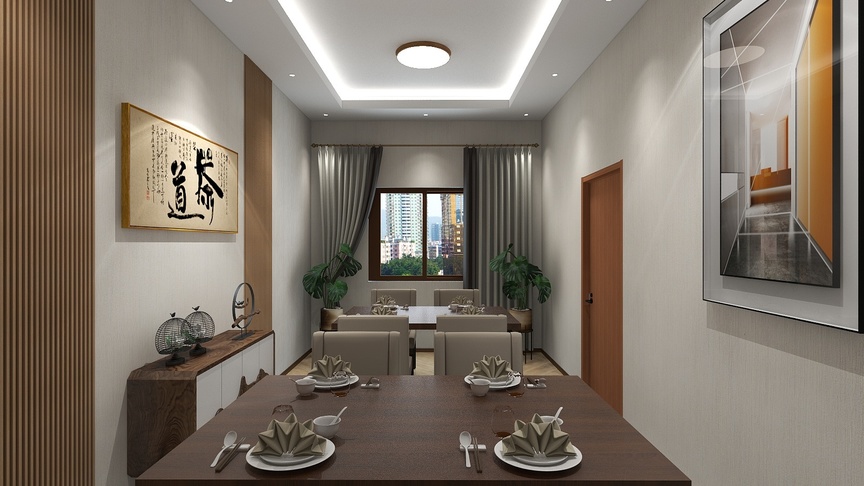 设计师Qin-童家溪政府餐厅会议室装修效果图