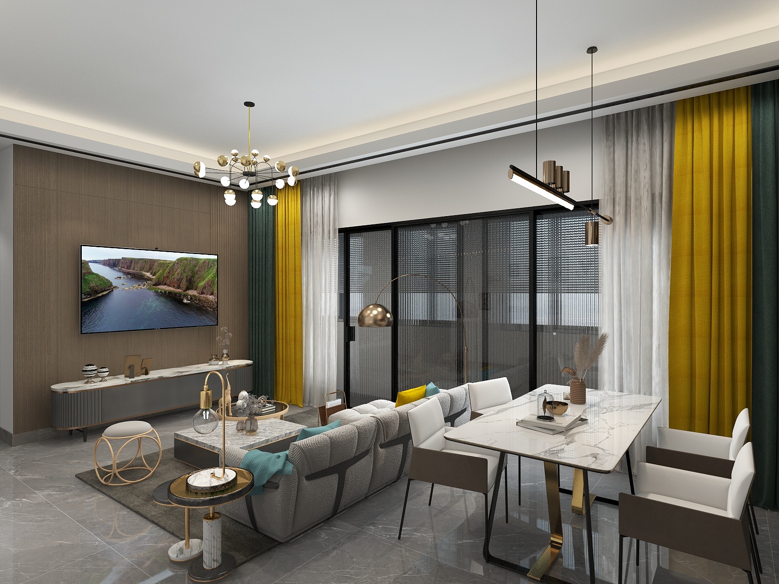 巧柒设计-瑞和园89.50㎡B户型3室2厅1卫装修效果图