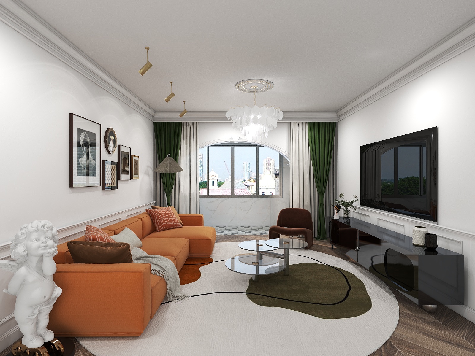 梢爱-皓月天誉C4户型112平三居简法风格.dwg-装修设计方案