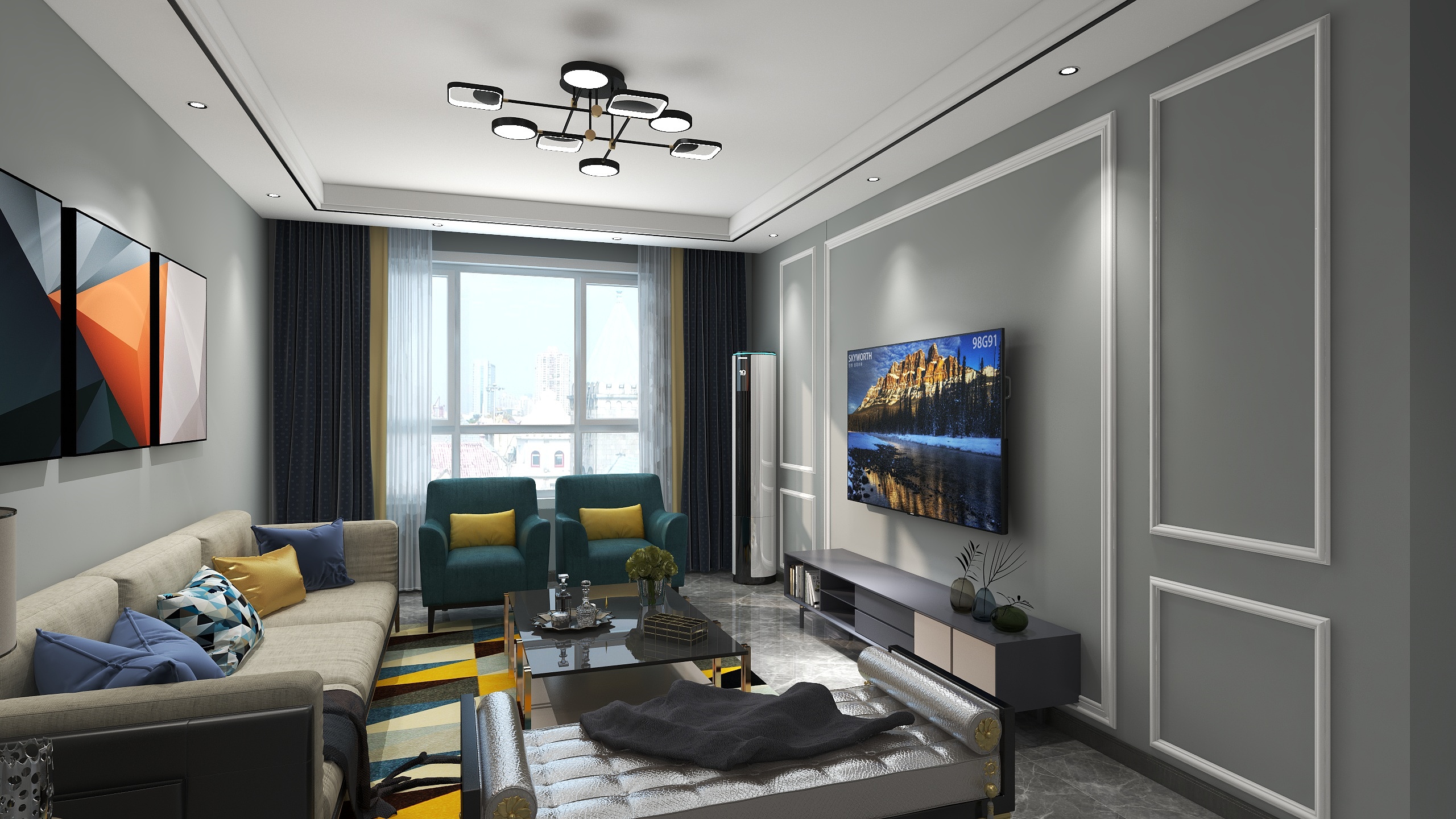 A简-115平方现代简约风格三室两厅-装修设计方案