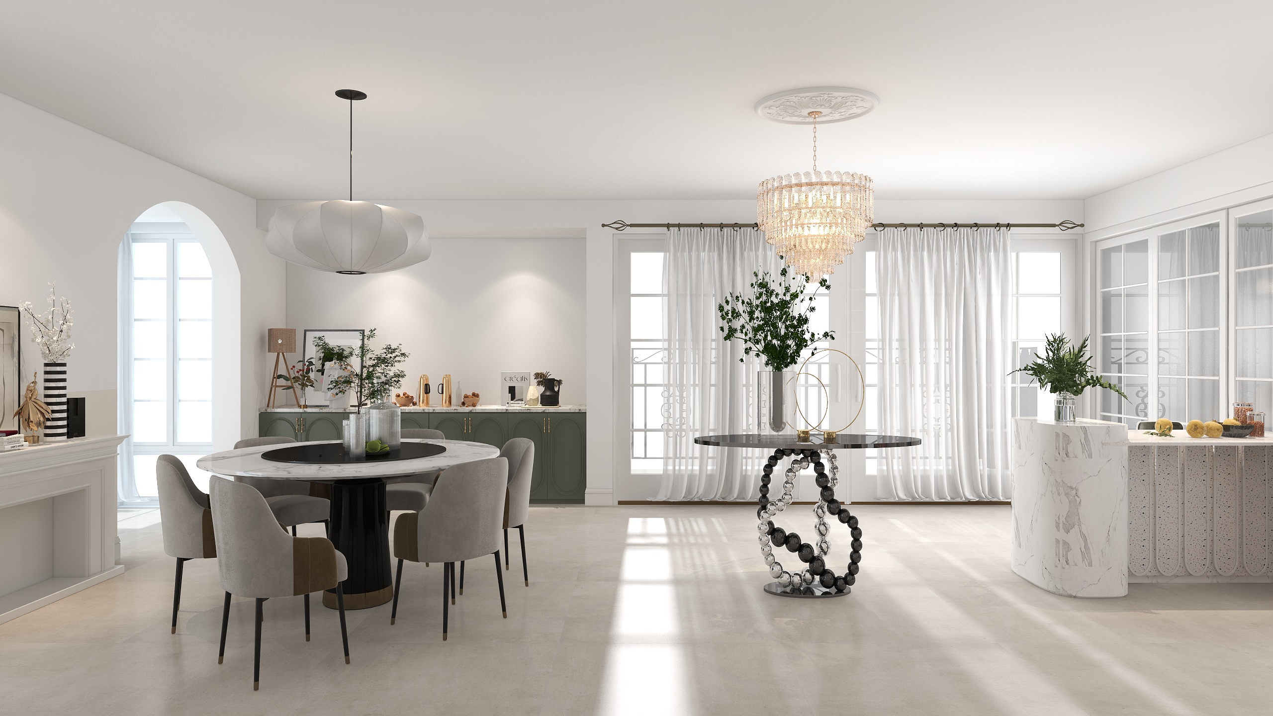 桉遇设计事务所-160平美式奶油复古风-装修设计方案