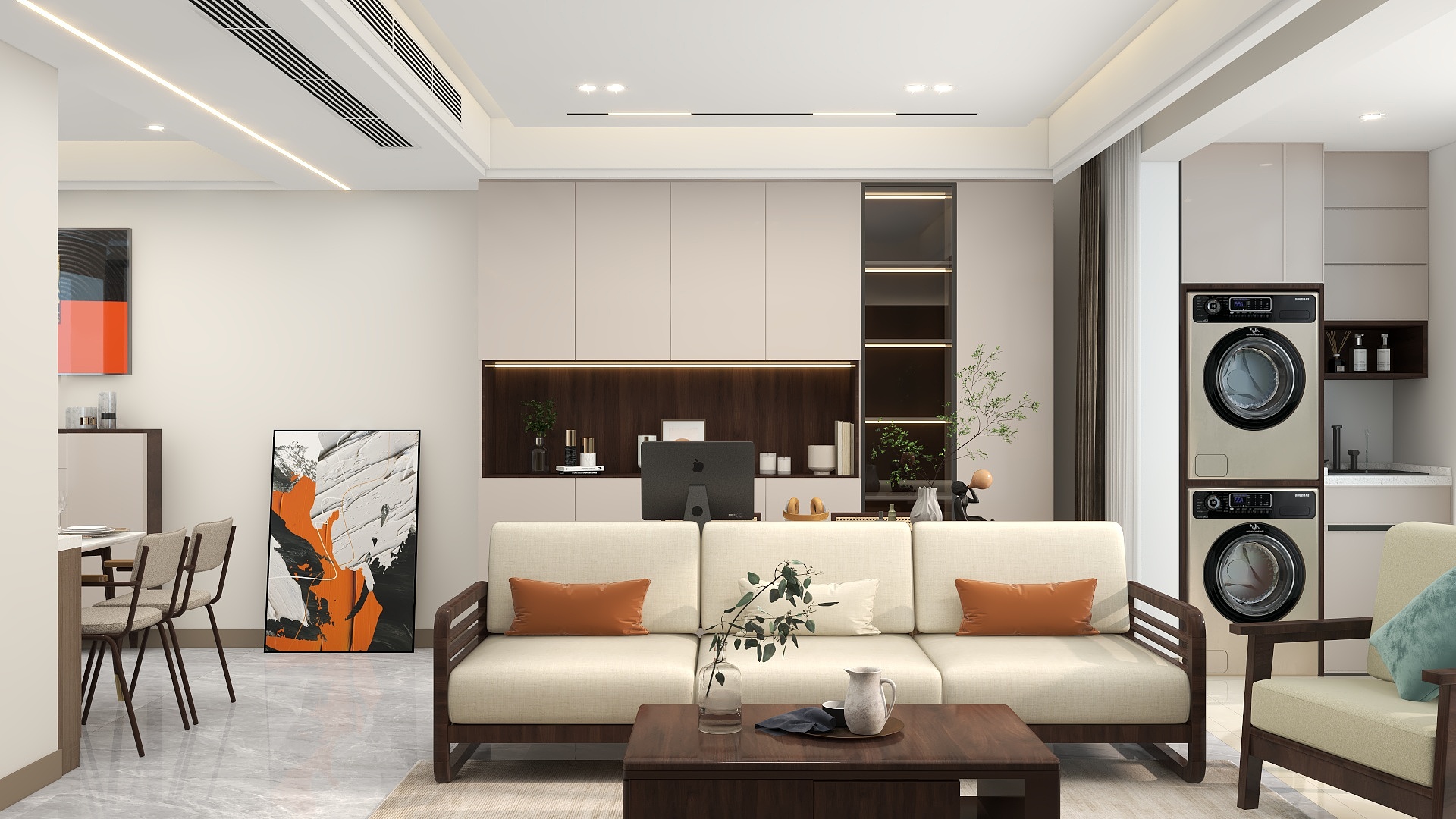 优躺设计YT-104㎡现代中式风-3居室装修效果图