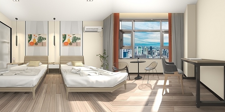 盛庭装饰设计-酒店双人房-装修设计方案