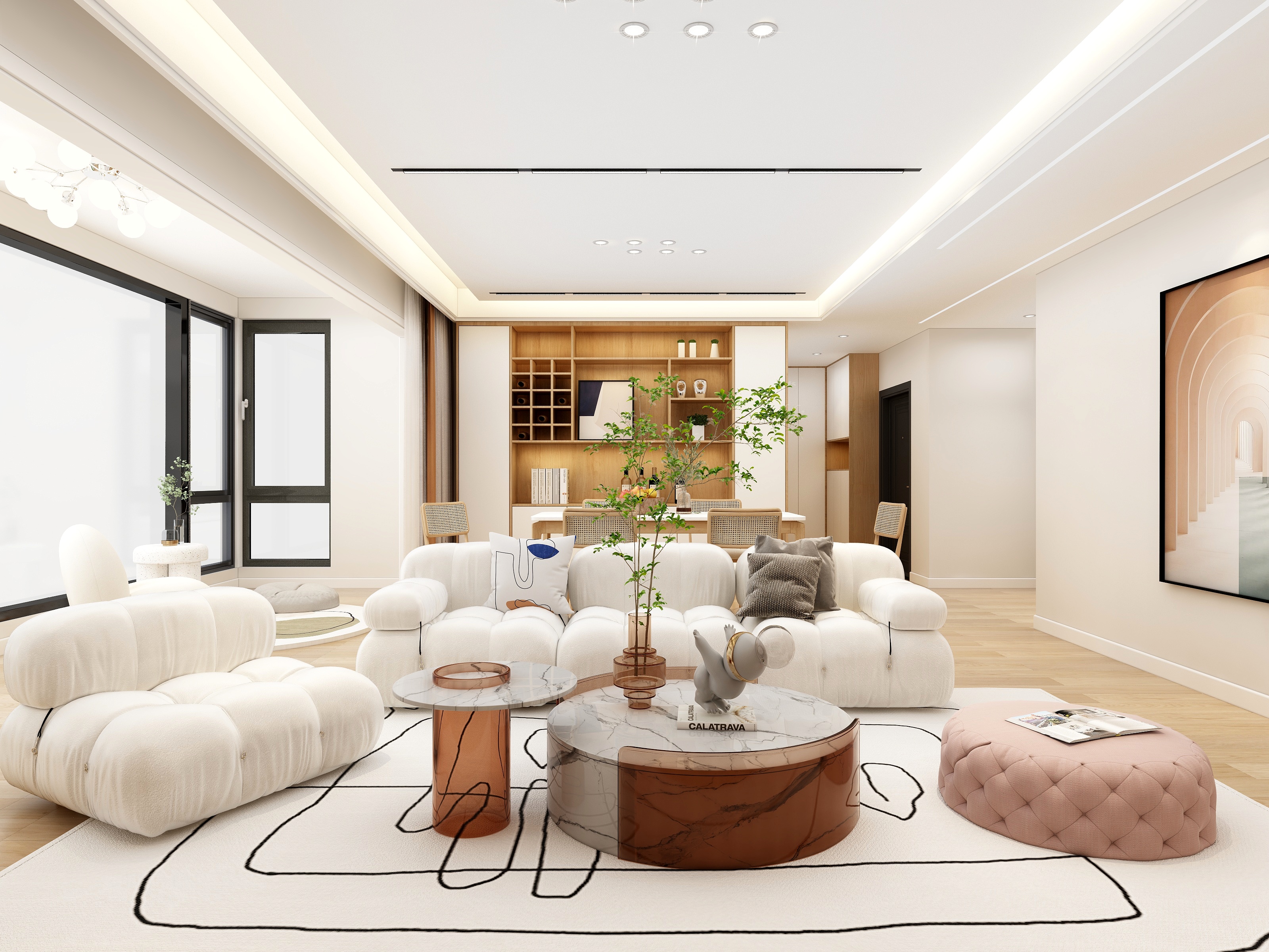 全景VIP设计-128平北欧原木四居装修效果图