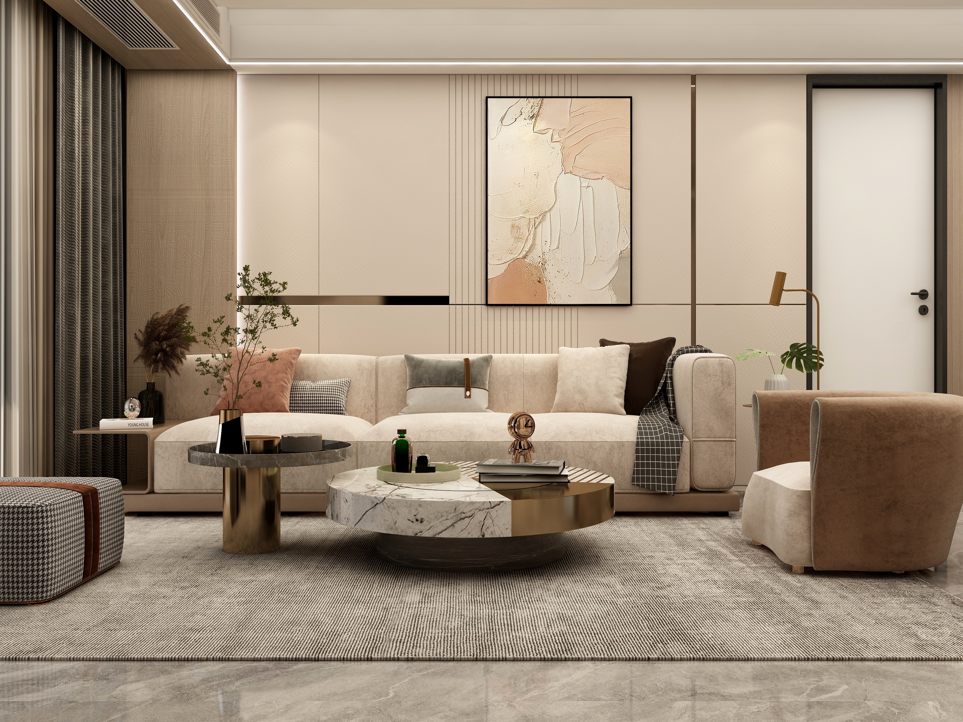 张旭-118平米四房现代轻奢无主灯装修效果图