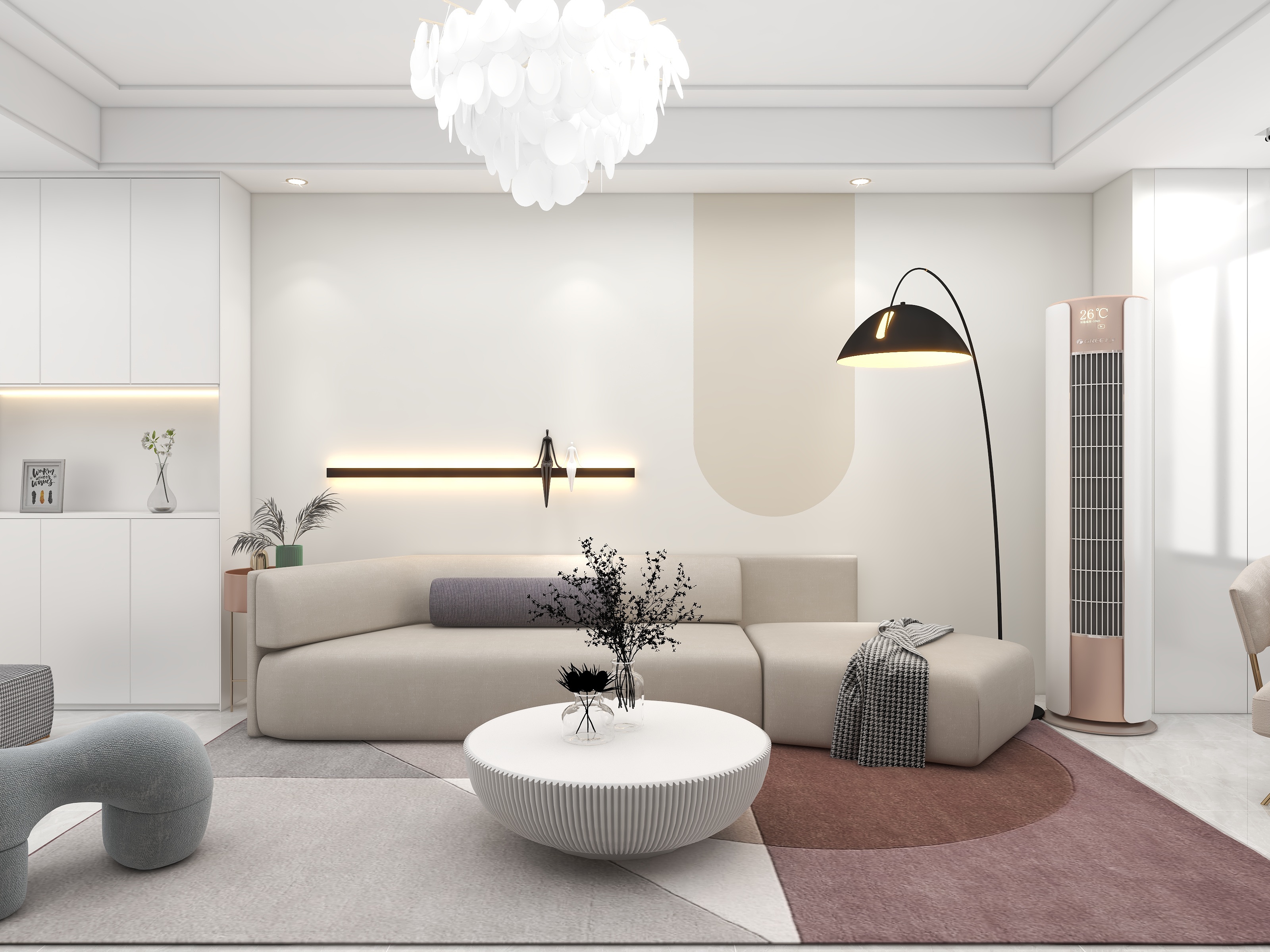 吴爽-115平米北欧轻奢风格两居室设计装修效果图