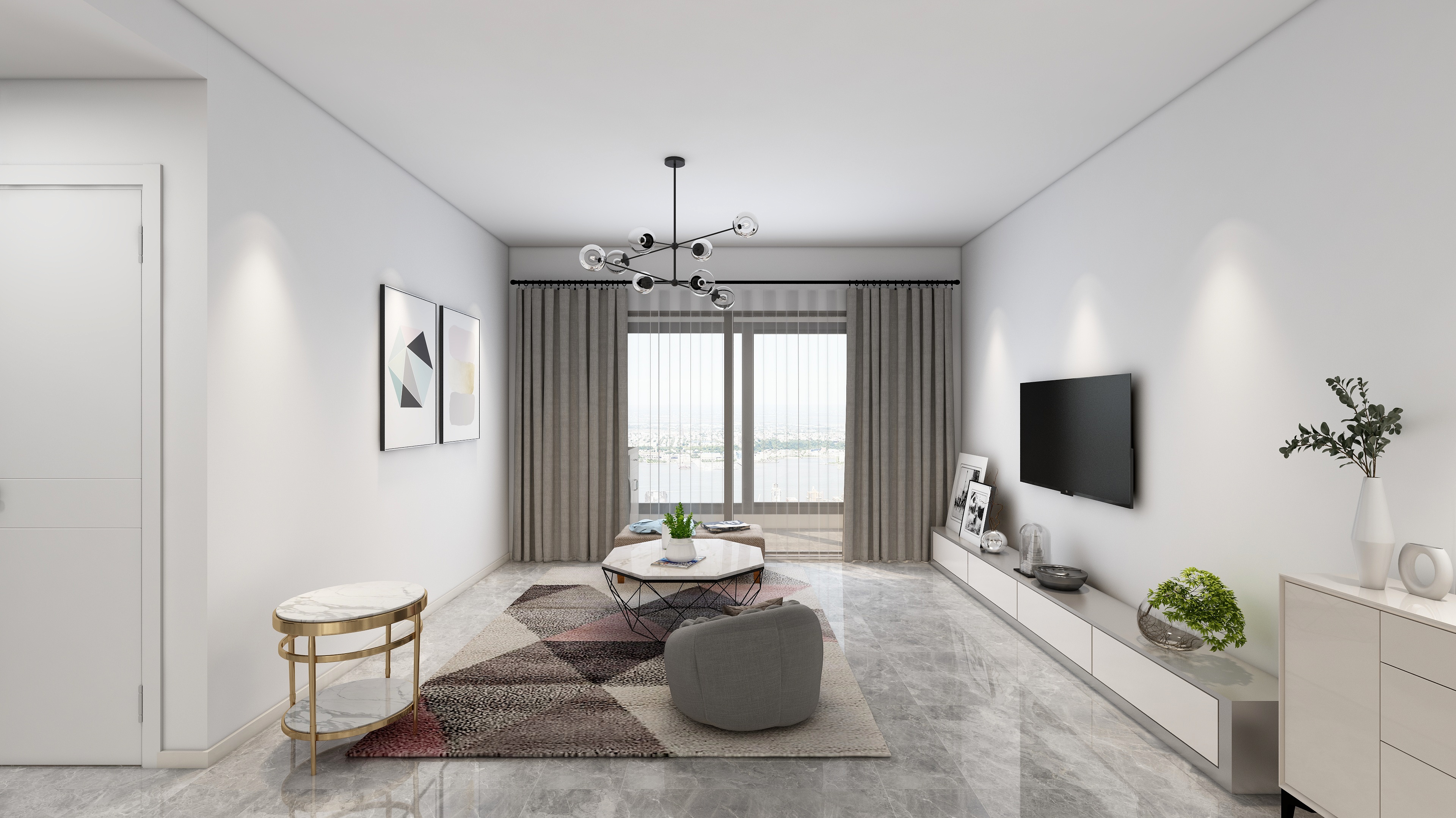 深圳旗舰店7-98㎡现代简约风五房两厅—恒裕珑城装修效果图