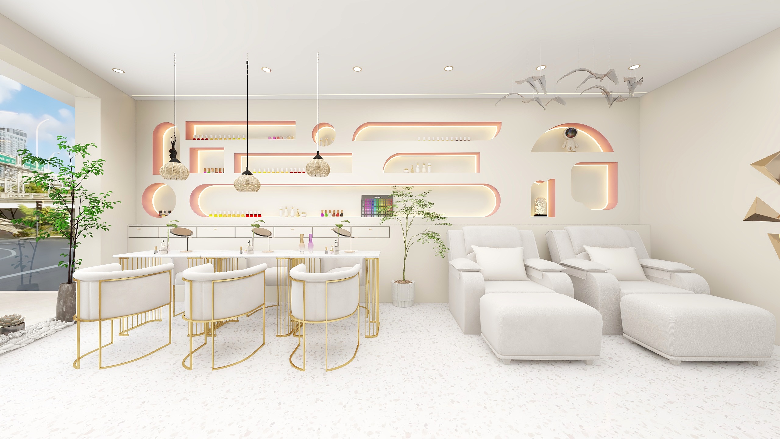 越琪哟-流行端点美甲店效果图-装修设计方案