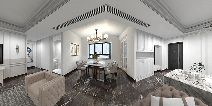 设计师王宇轩-美式风格-三房一卫-装修设计方案