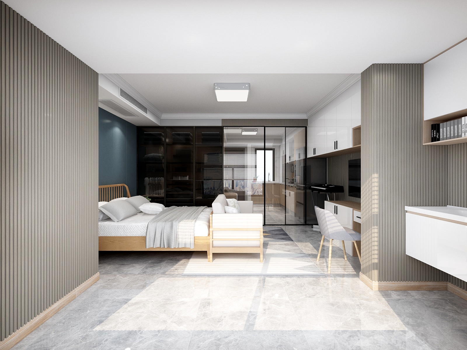 100元设计方案-89平米现代简约风格两室装修效果图