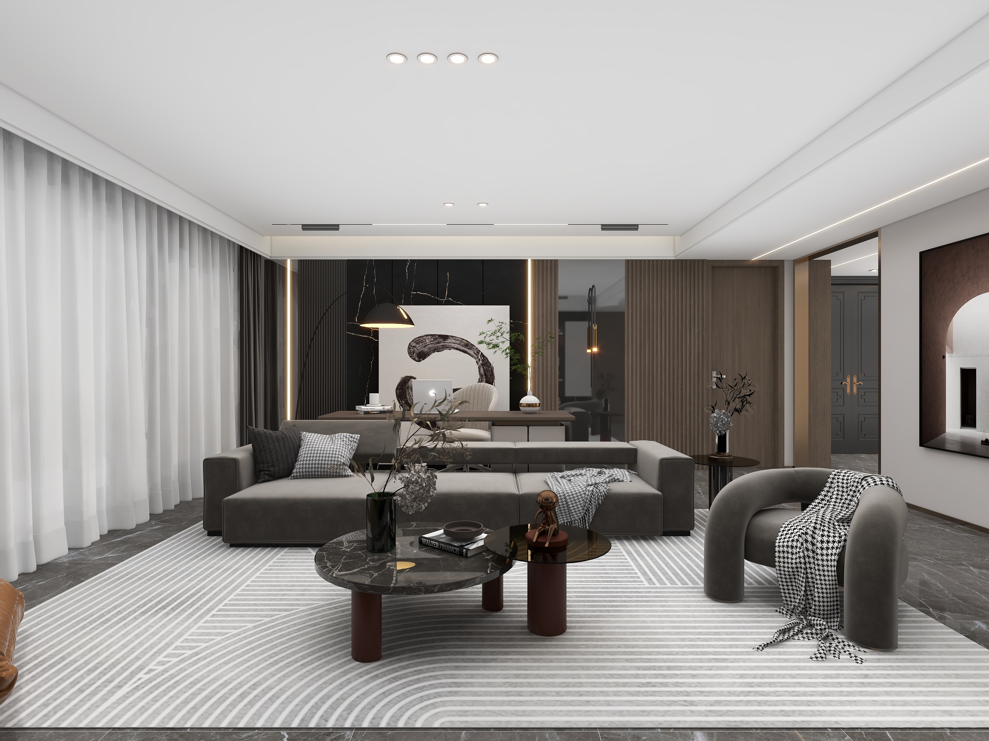 吴爽-248平米现代轻奢风格四房设计装修效果图