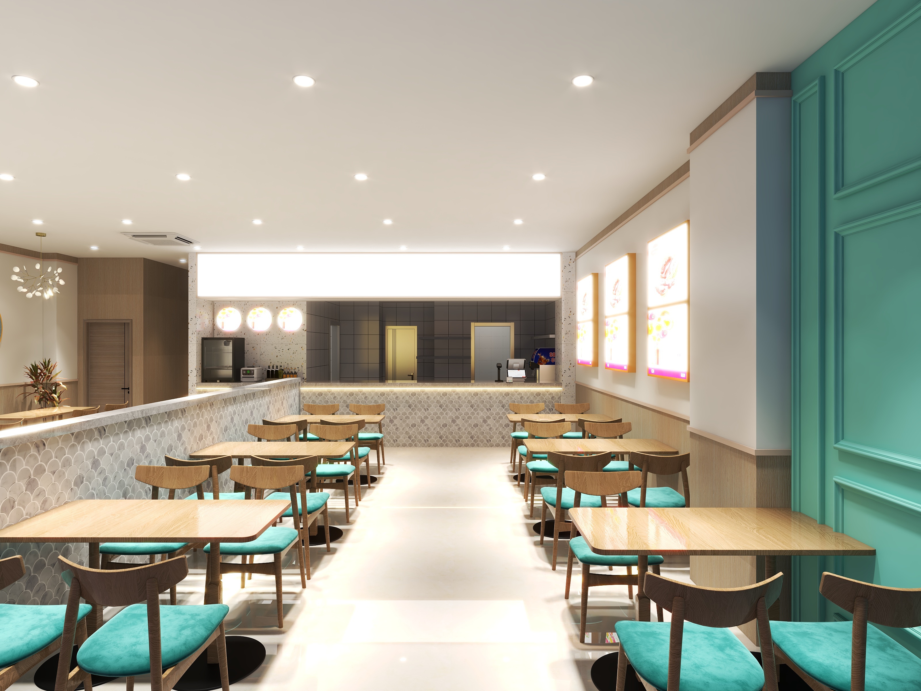 王帅-现代时尚餐饮空间越德美鸡粉店-装修设计方案