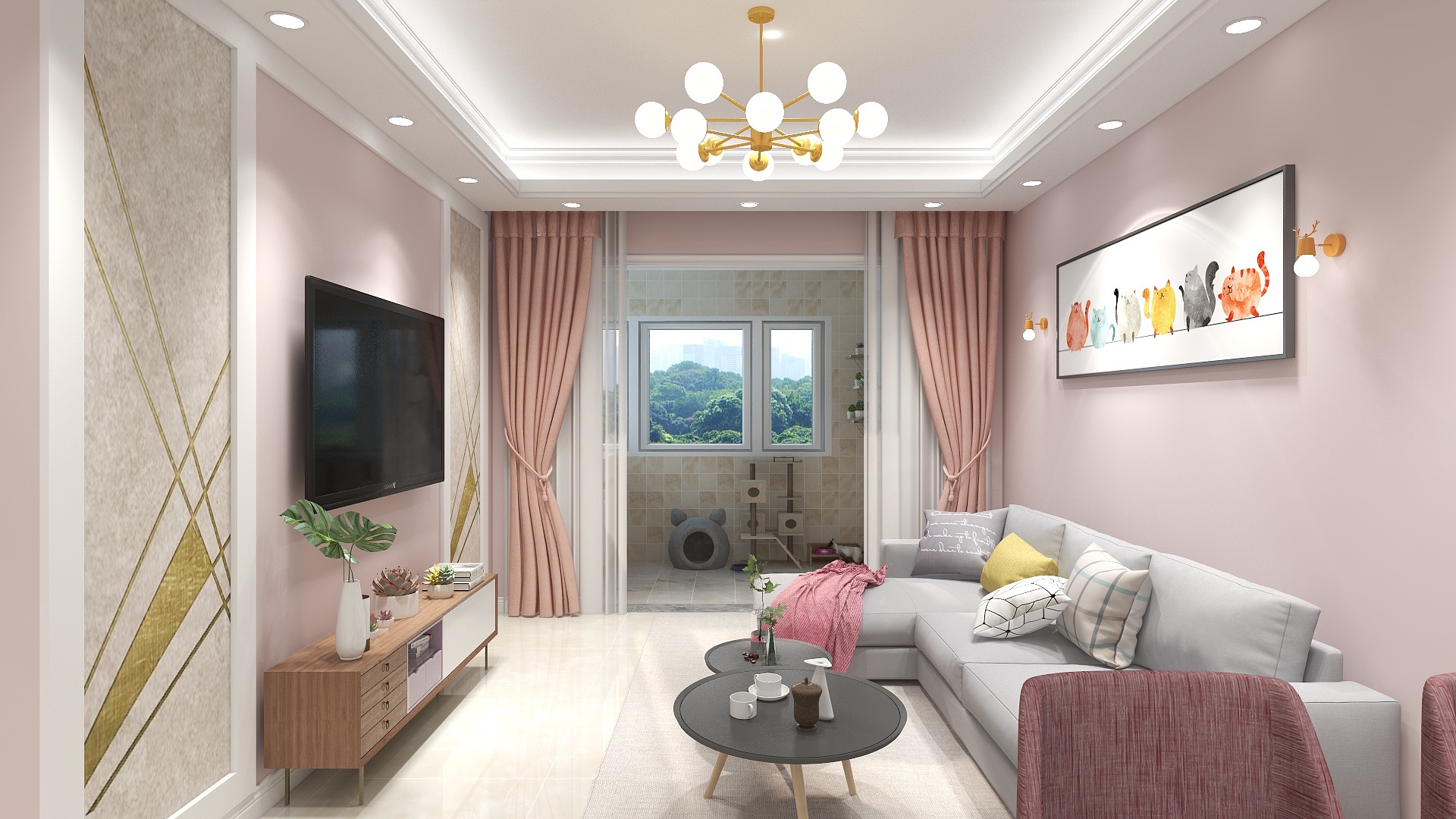 祺馨携力-德信海德公园83.00㎡A2’3室2厅1卫1厨-装修设计方案