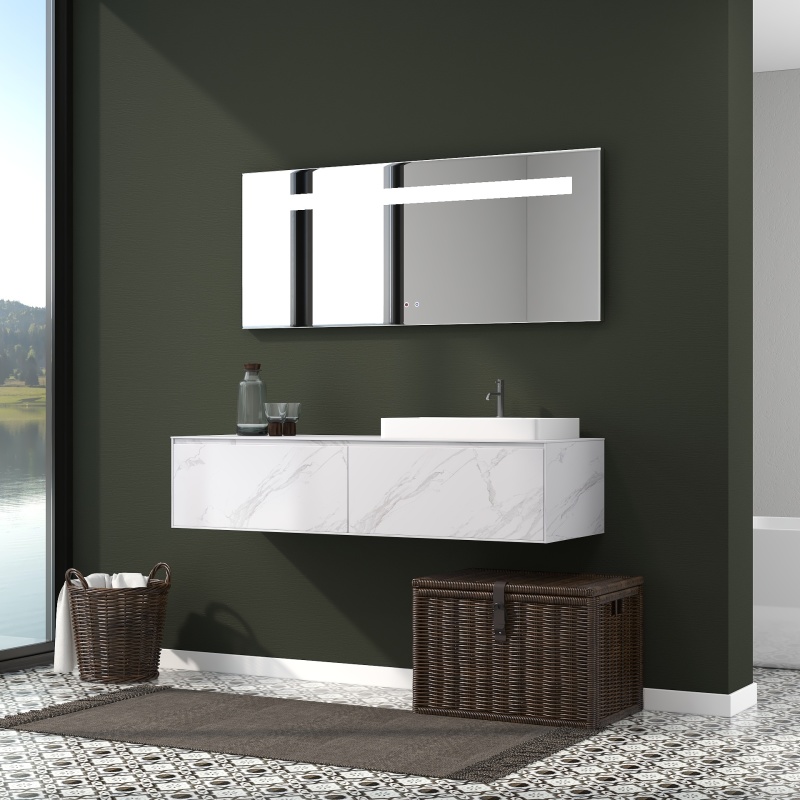 Modern Minimalist Bathroom with Green Walls