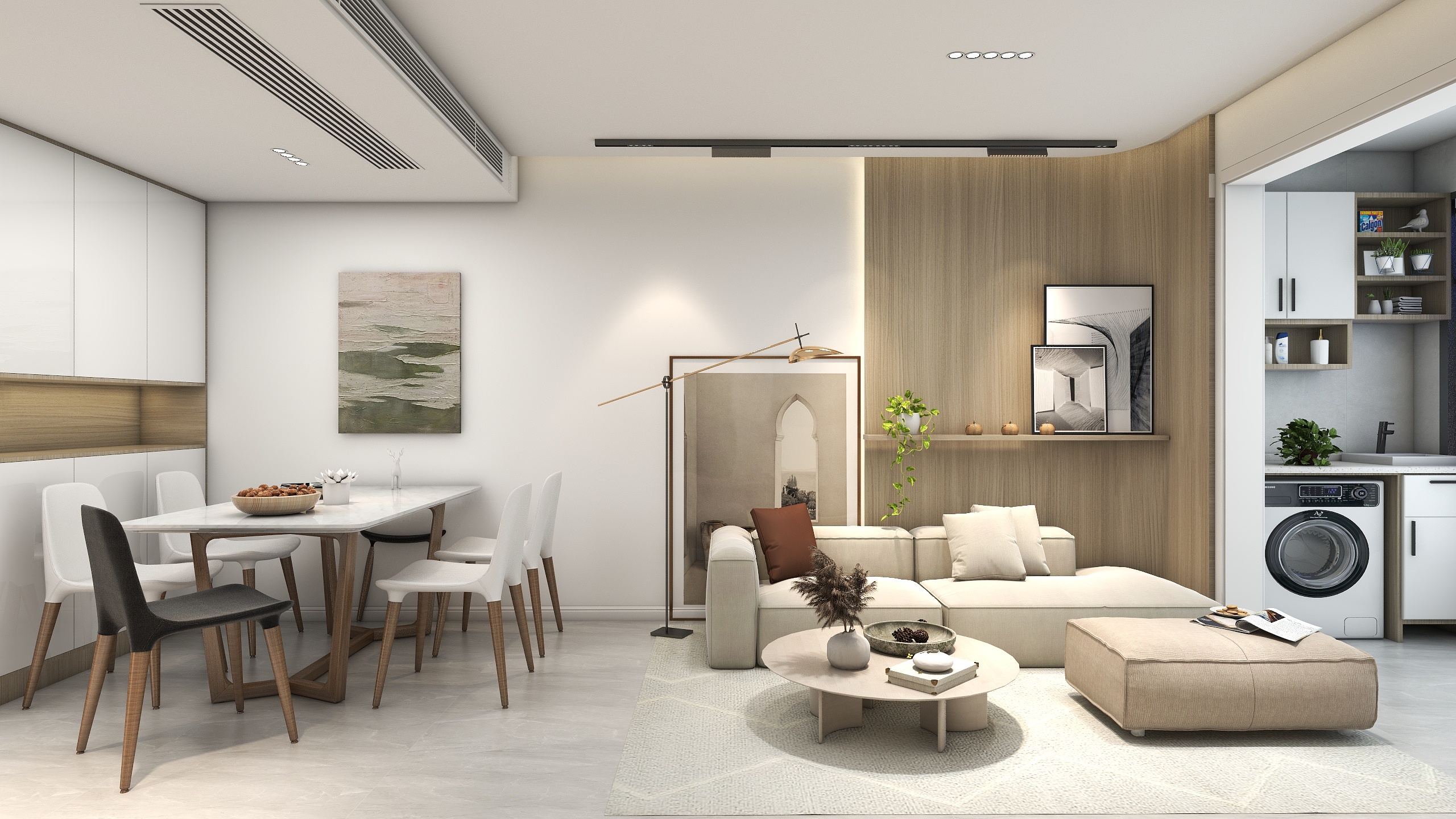 滨海叁月居装饰-港利100m²北欧原木风-装修设计方案