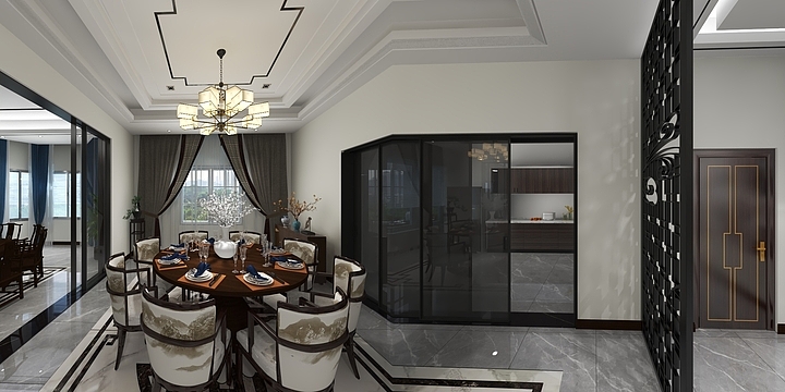 仪陇森木装饰设计工程有限公司-日兴别墅一楼-装修设计方案