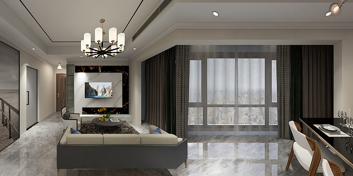 泾彩装饰-瑞和园89.50㎡B户型3室2厅1卫-装修设计方案