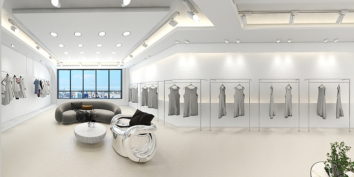 效1果图-独角兽服装店-装修设计方案